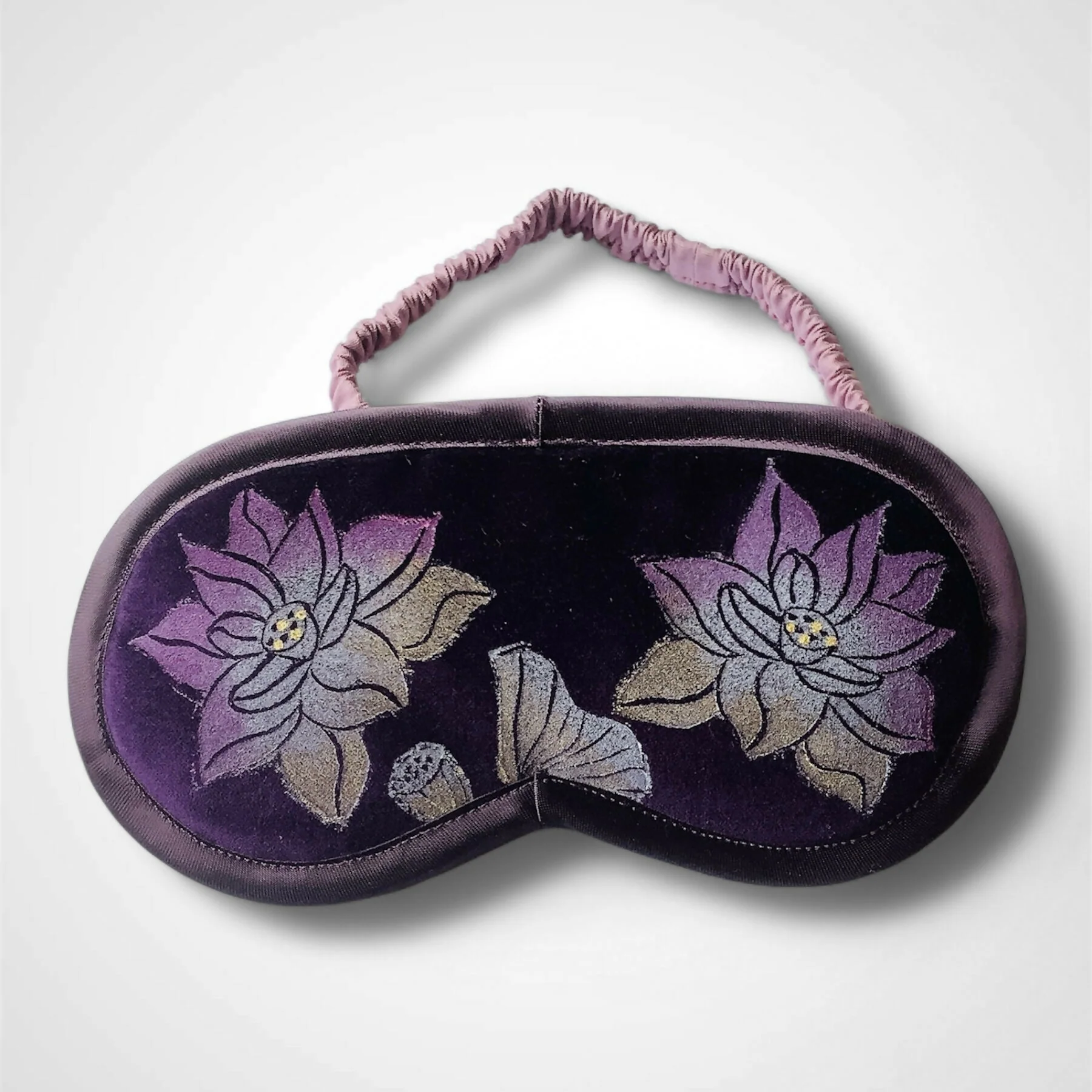 Lotus Flower Aubergine Velvet Lavender Eye Mask - Image 3