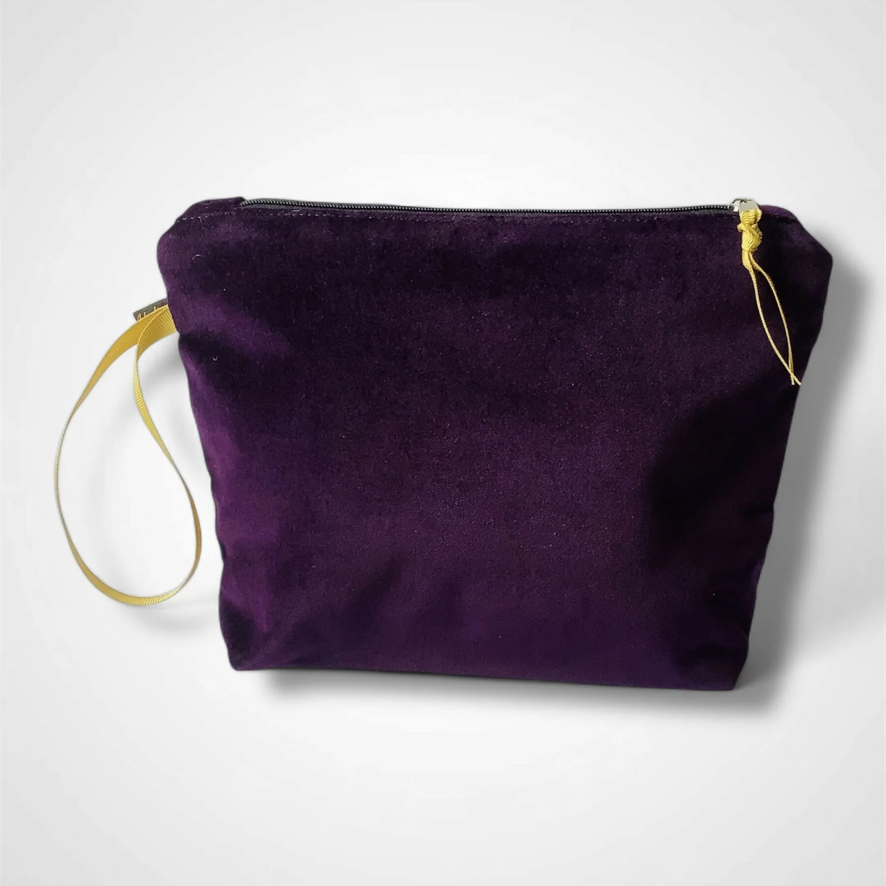 Lotus Flower Aubergine Velvet Makeup Bag - Image 3