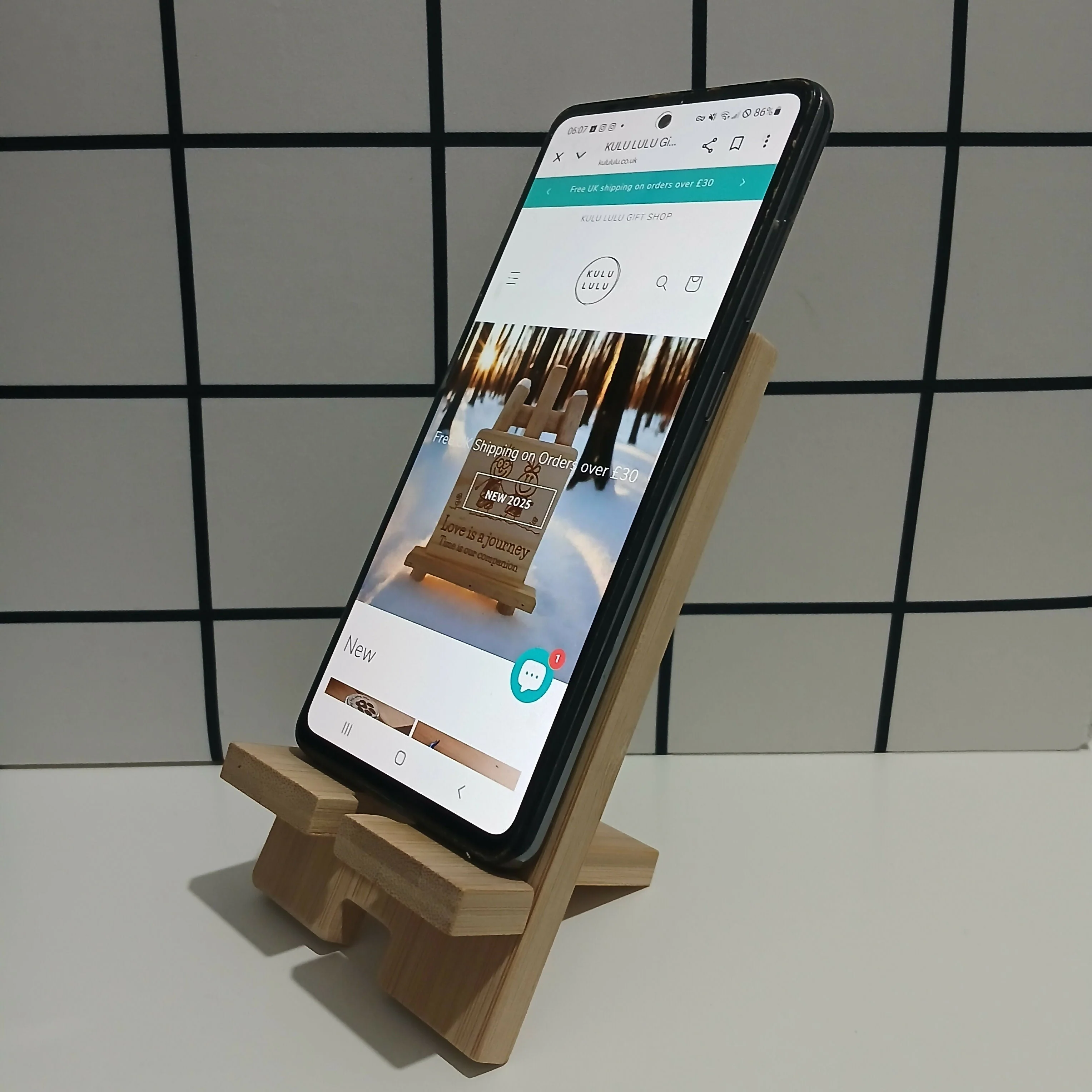 Love is a Journey Bamboo Mobile Phone Stand Holder - Image 3