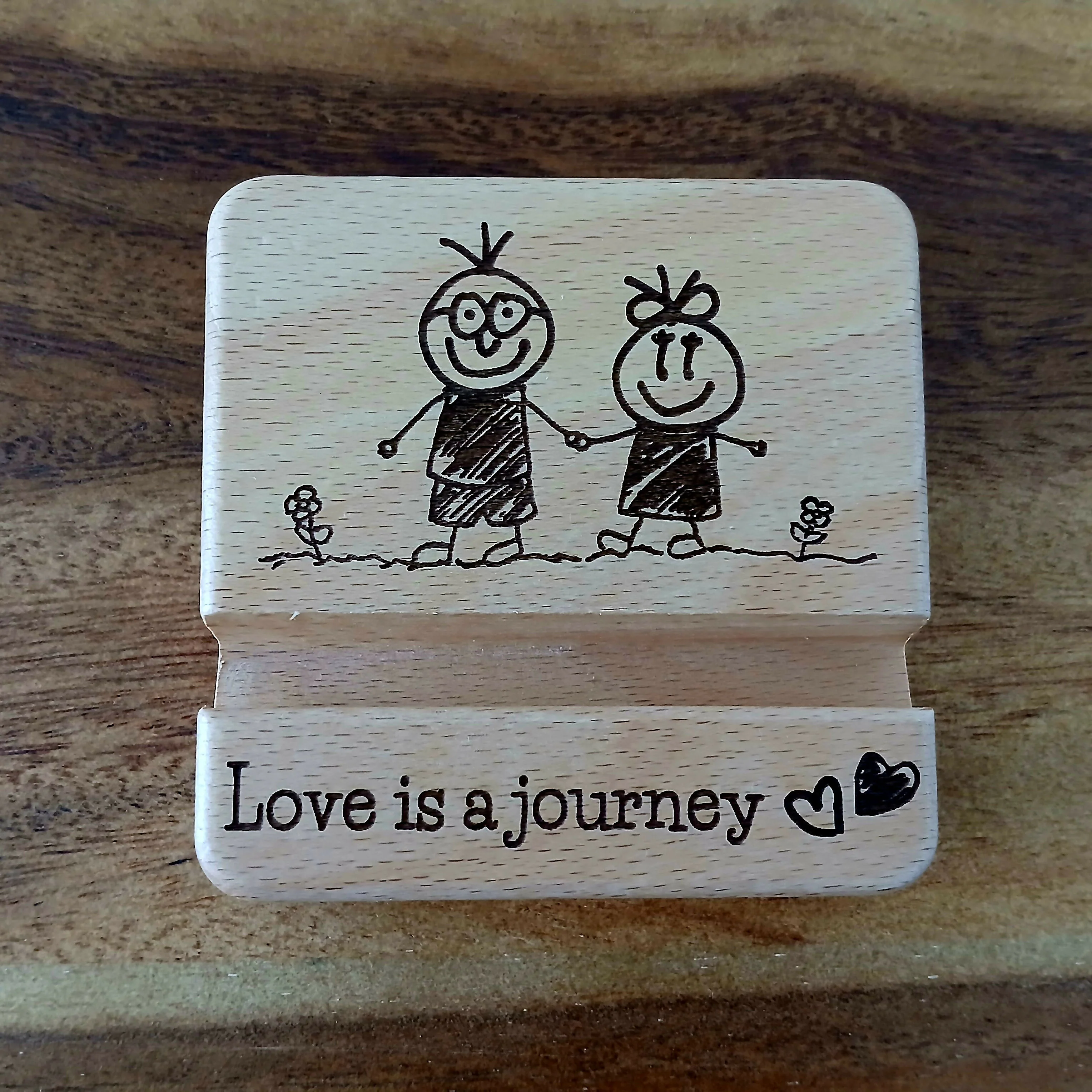 Love is a journey Wooden Mobile Phone Stand Holder