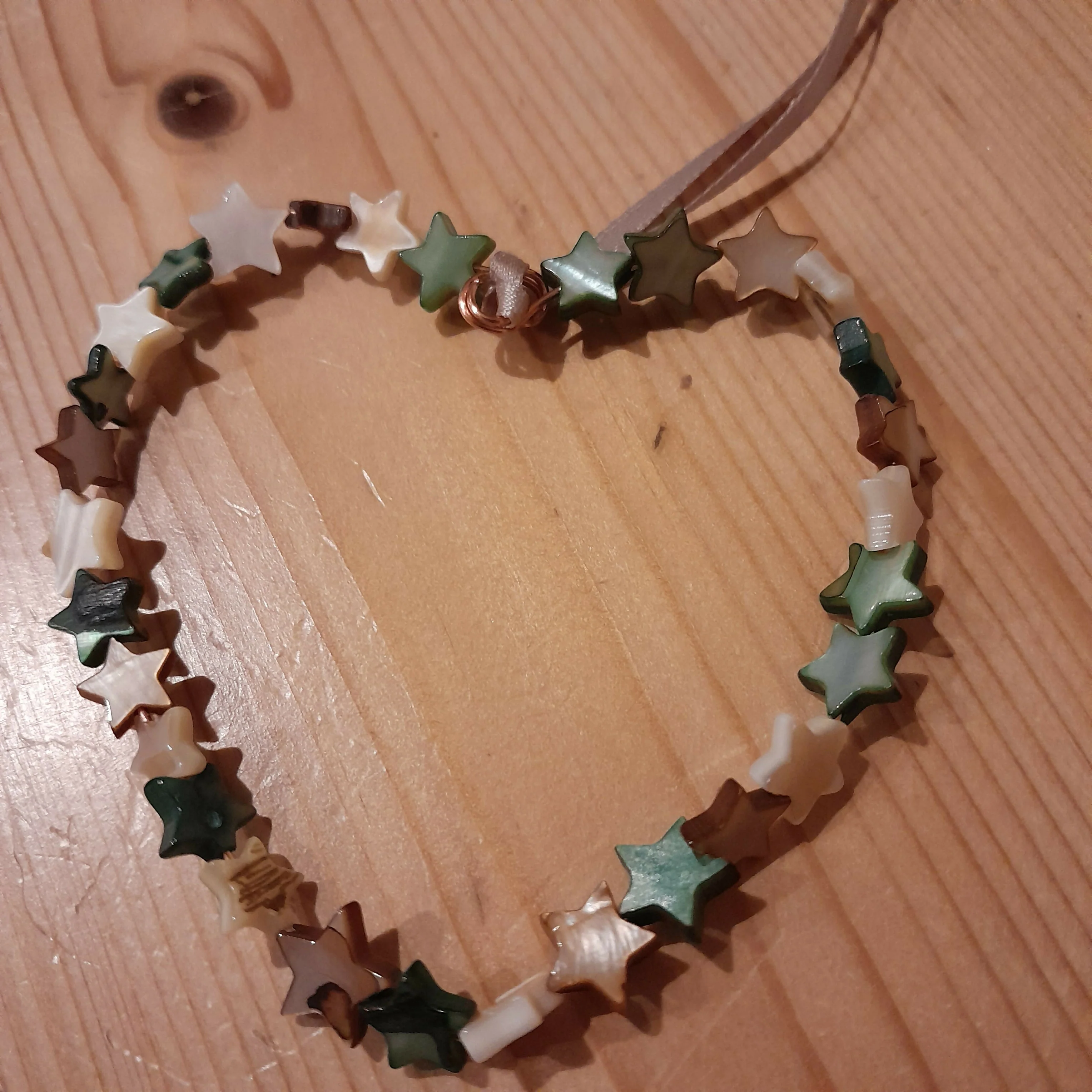 Love Token/Tree Jewellery with Abalone Shell Star Beads on Pure Copper Wire.