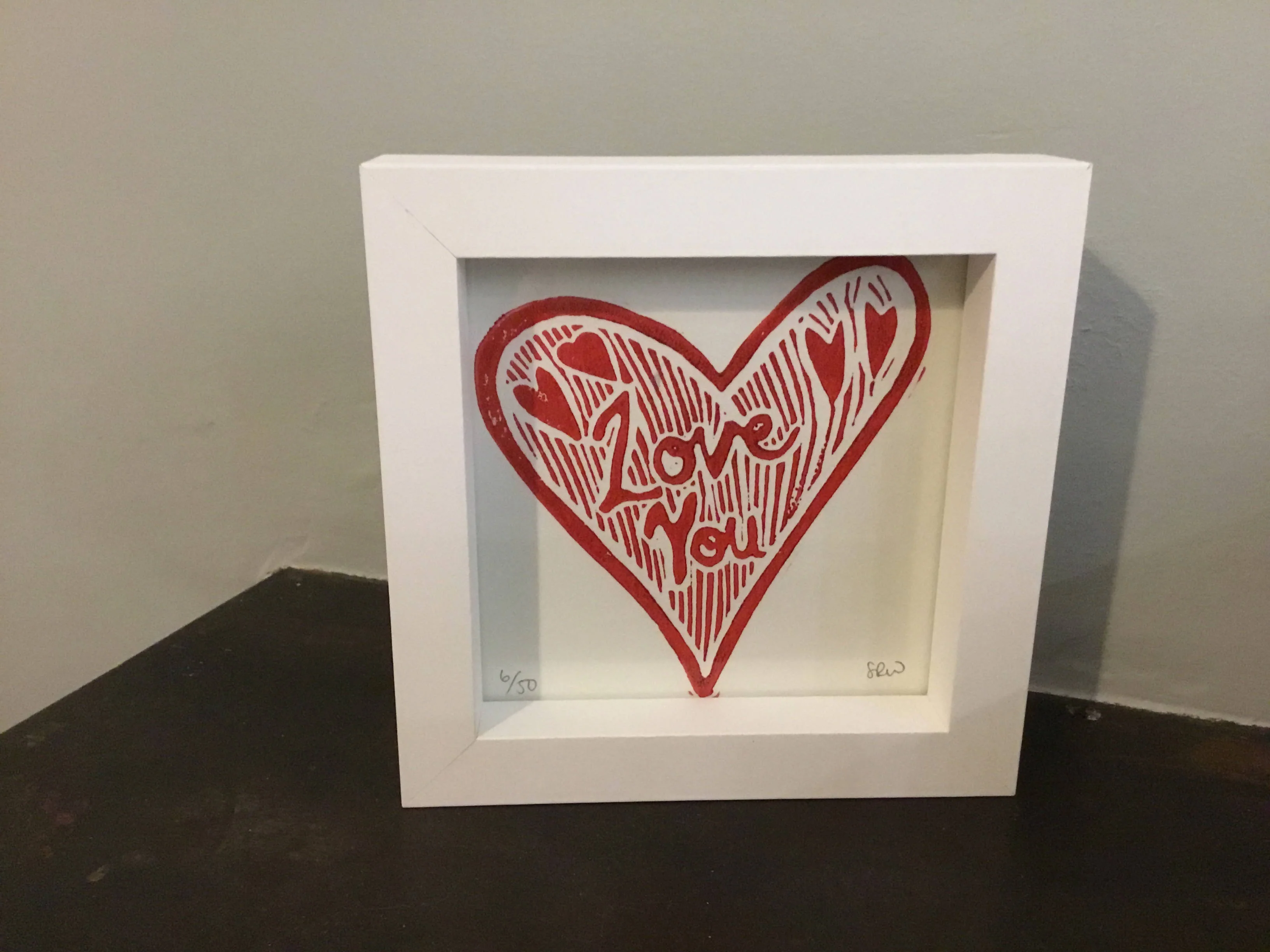 Love You Framed Lino Cut Print - Image 4
