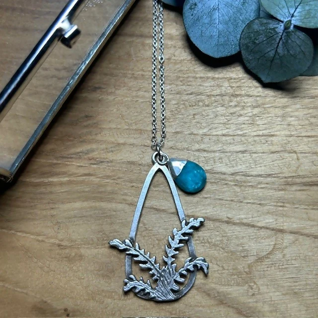 Lovely Fern & Emerald Pendant Necklace