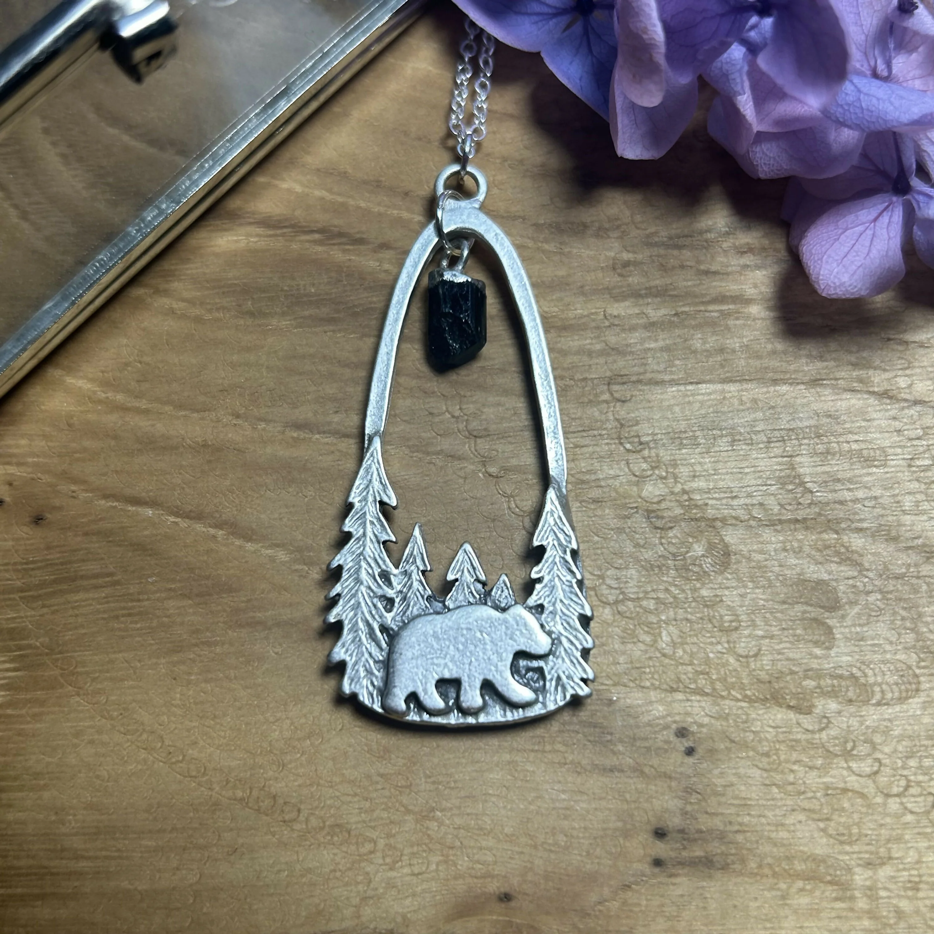Lovely Forest & Bear Pendant Necklace