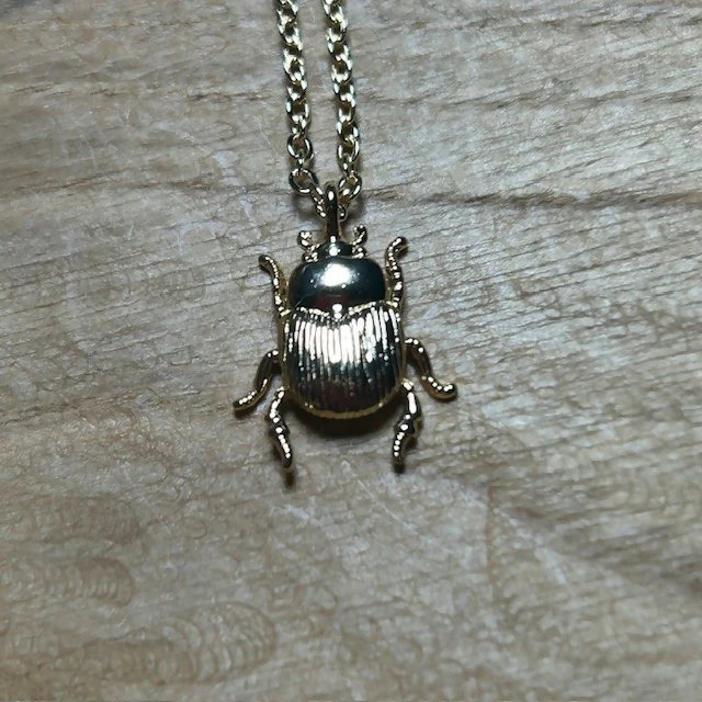 Lovely Gold Plated Tiny Beetle Pendant Necklace - Image 2
