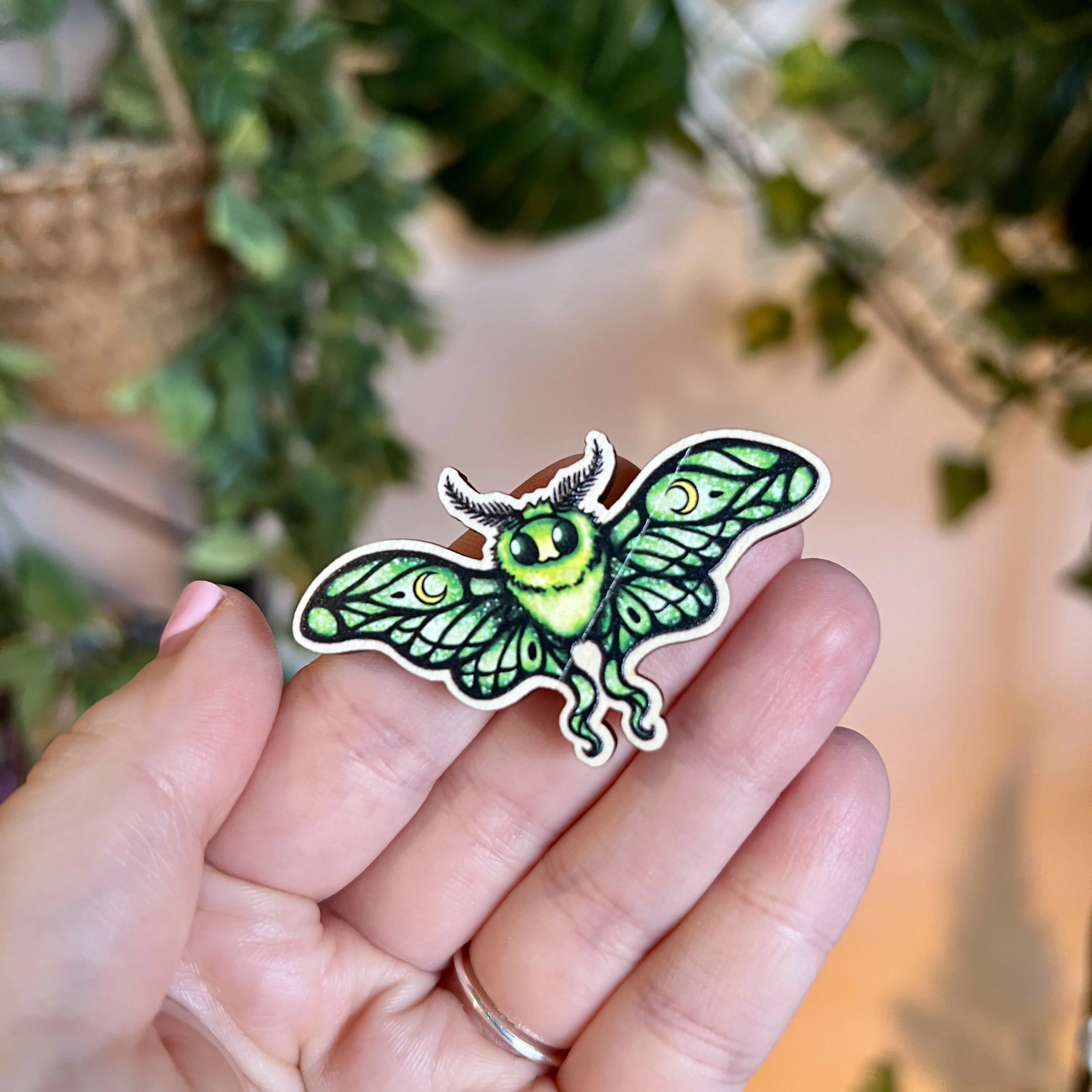 Lunie the Moth Wooden Pin - Image 4