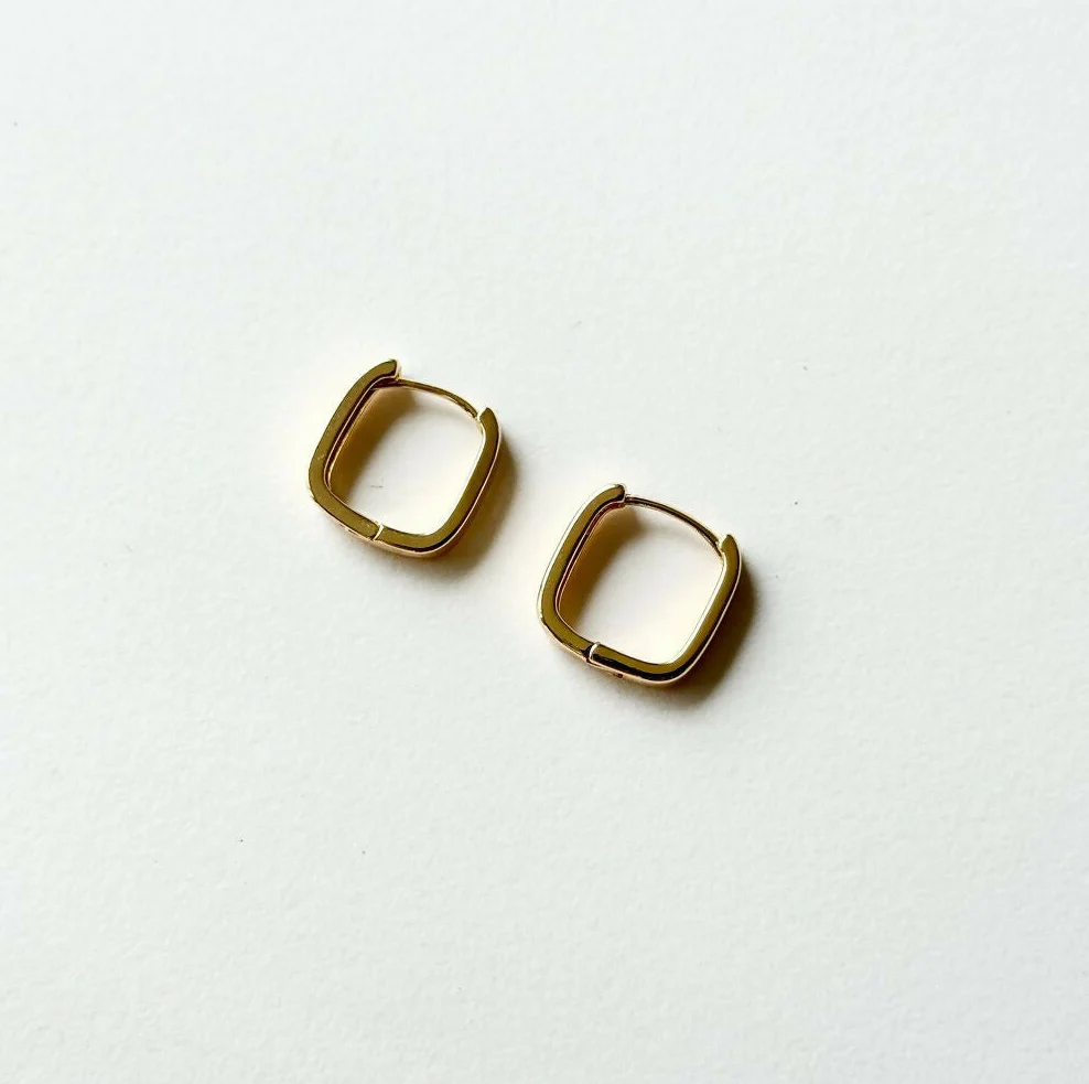 Lydia / Square 18k Gold Plated Hoop Earrings - Image 3