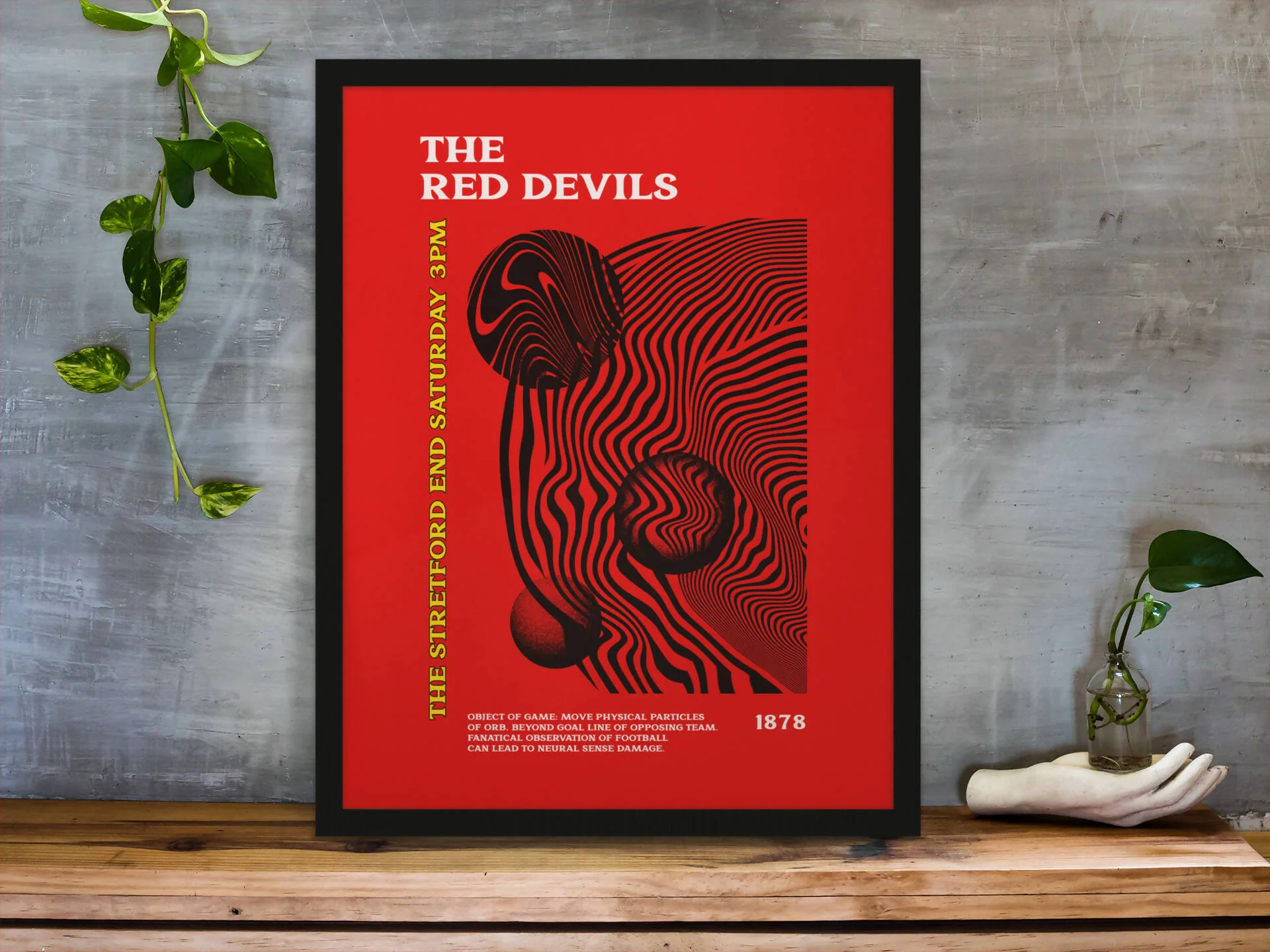 Manchester Utd Art Print PSYCHEDELIC Design in Red - Image 4