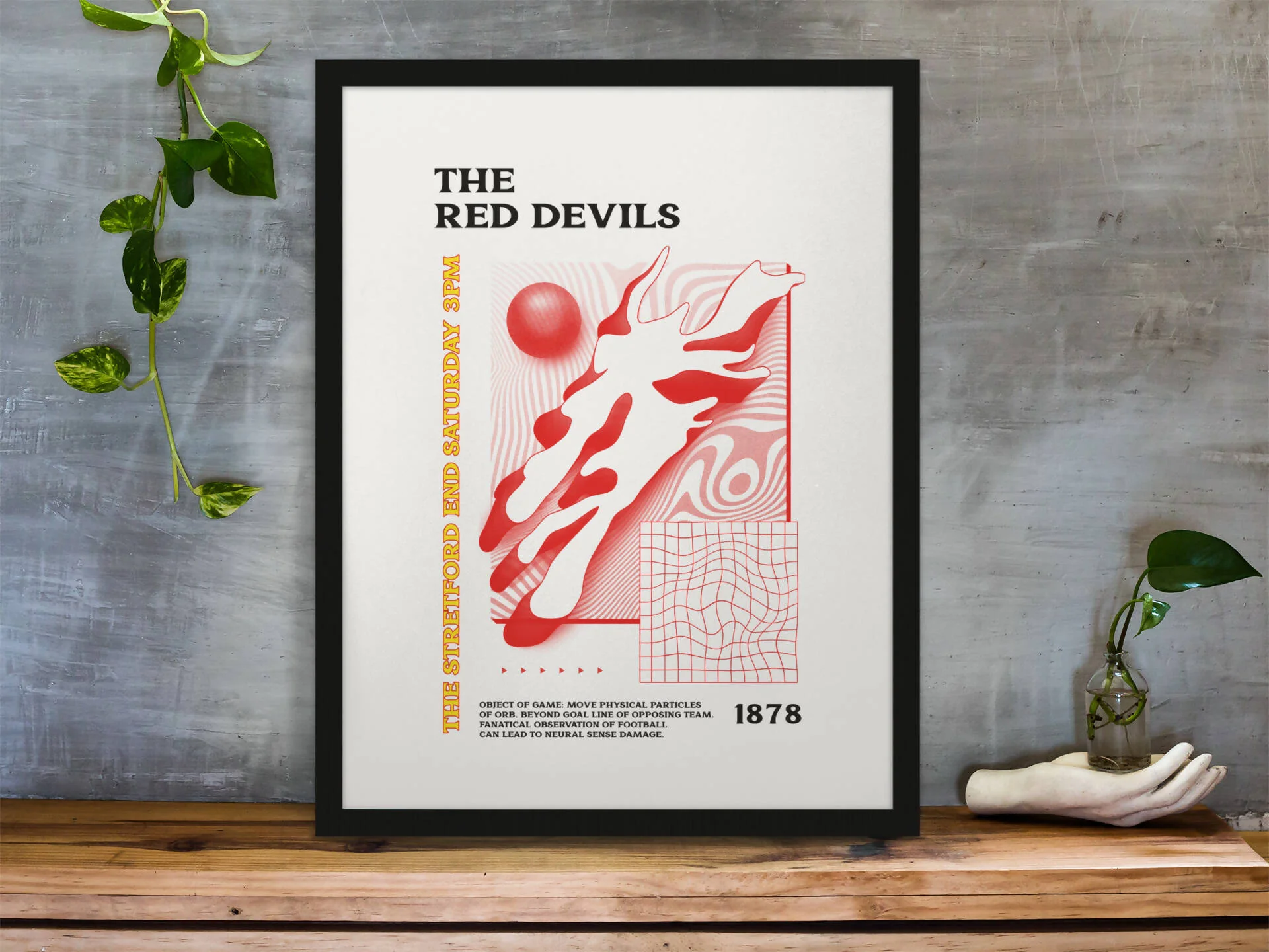 Manchester Utd Art Print PSYCHEDELIC Design in White - Image 4