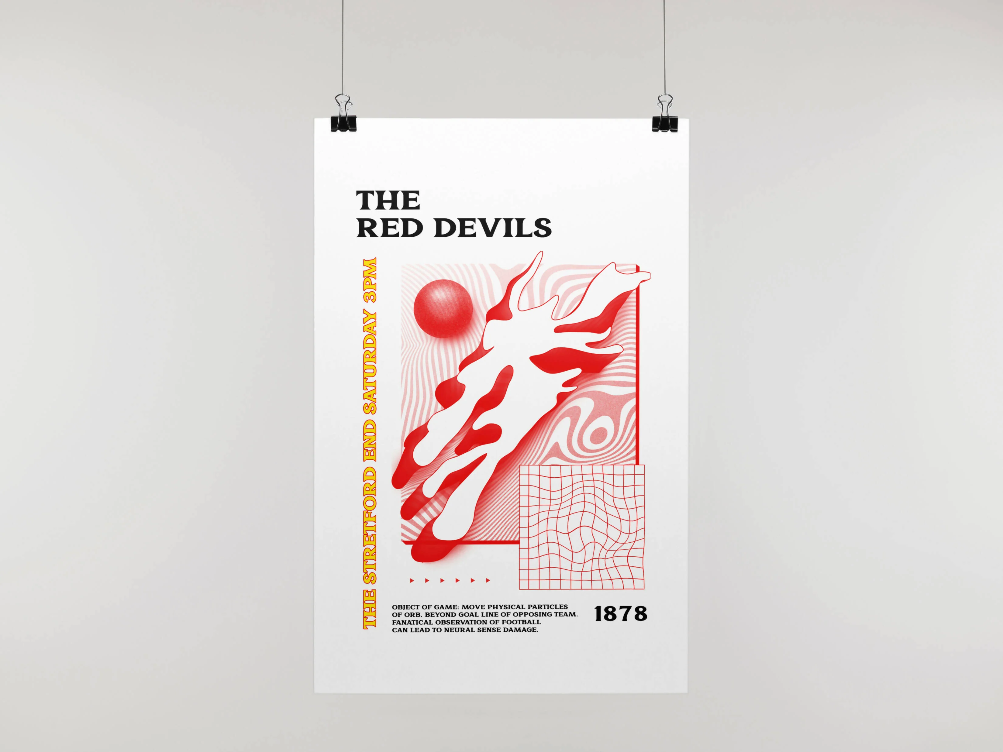 Manchester Utd Art Print PSYCHEDELIC Design in White - Image 5