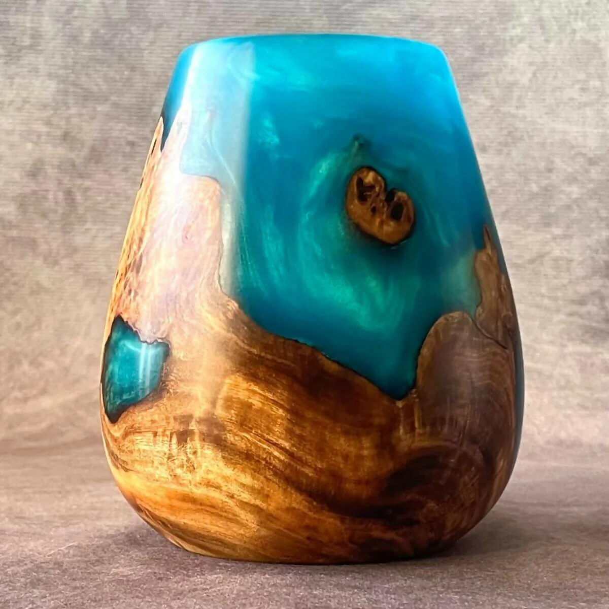 Mappa Burr & Turquoise Resin Hollow Form - Image 4