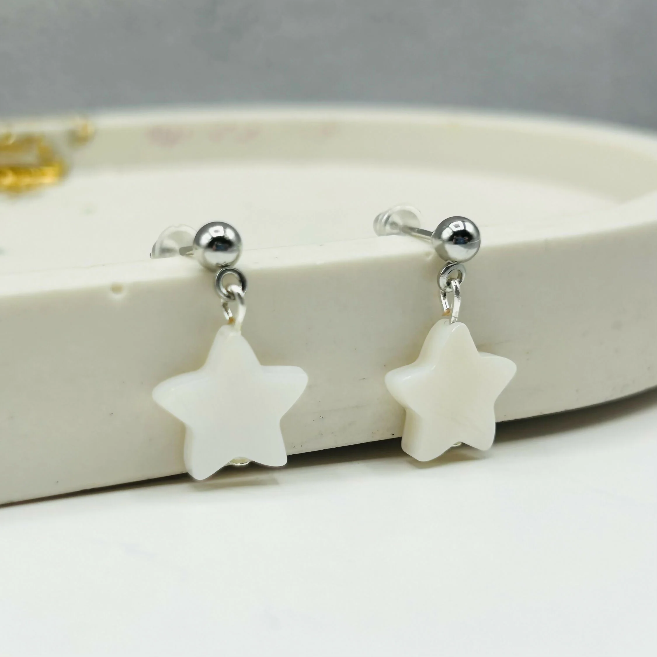 Mediterranean Mother of Pearl and Evil Eye Earrings