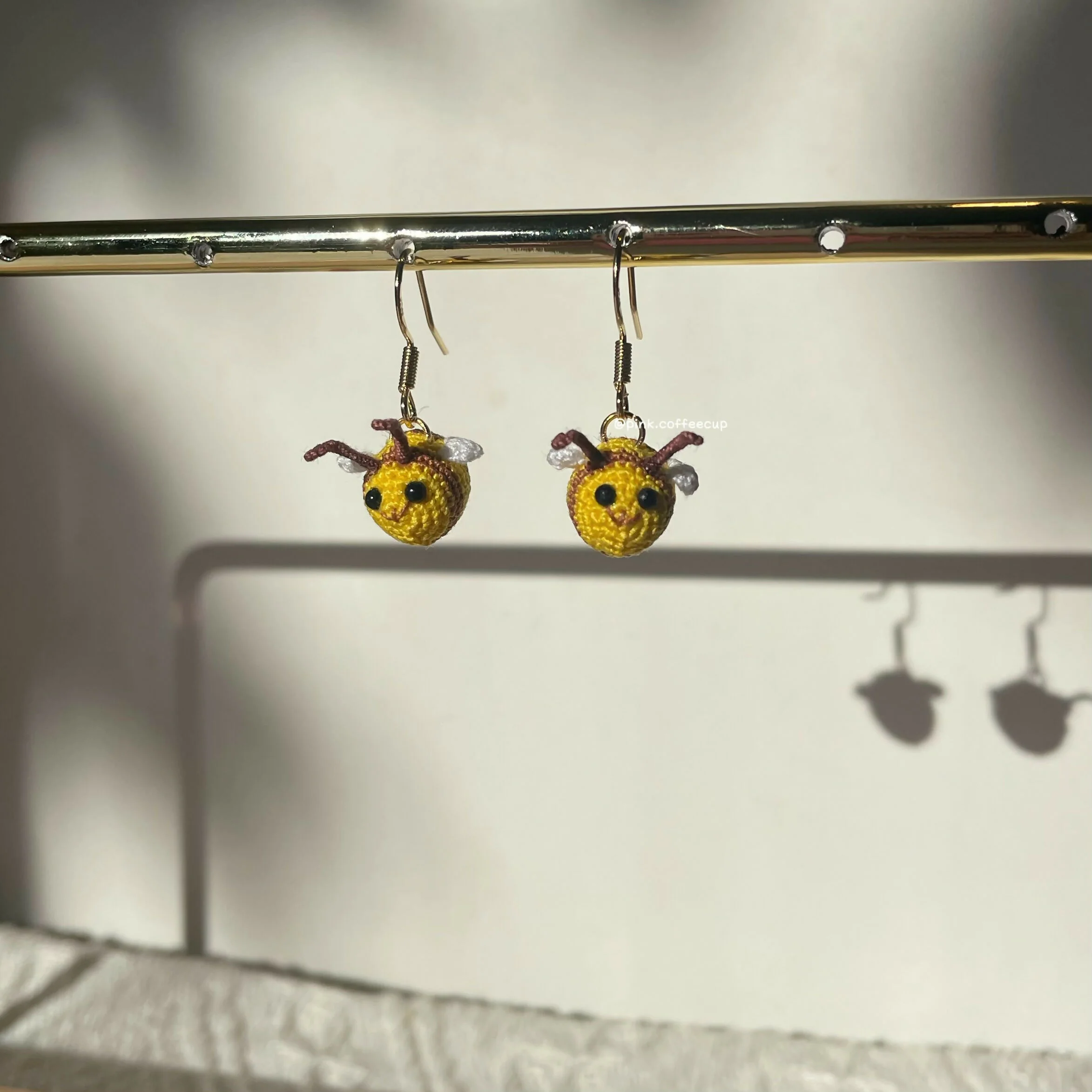 Micro Crochet Bumble Bee Drop and Dangle Earrings