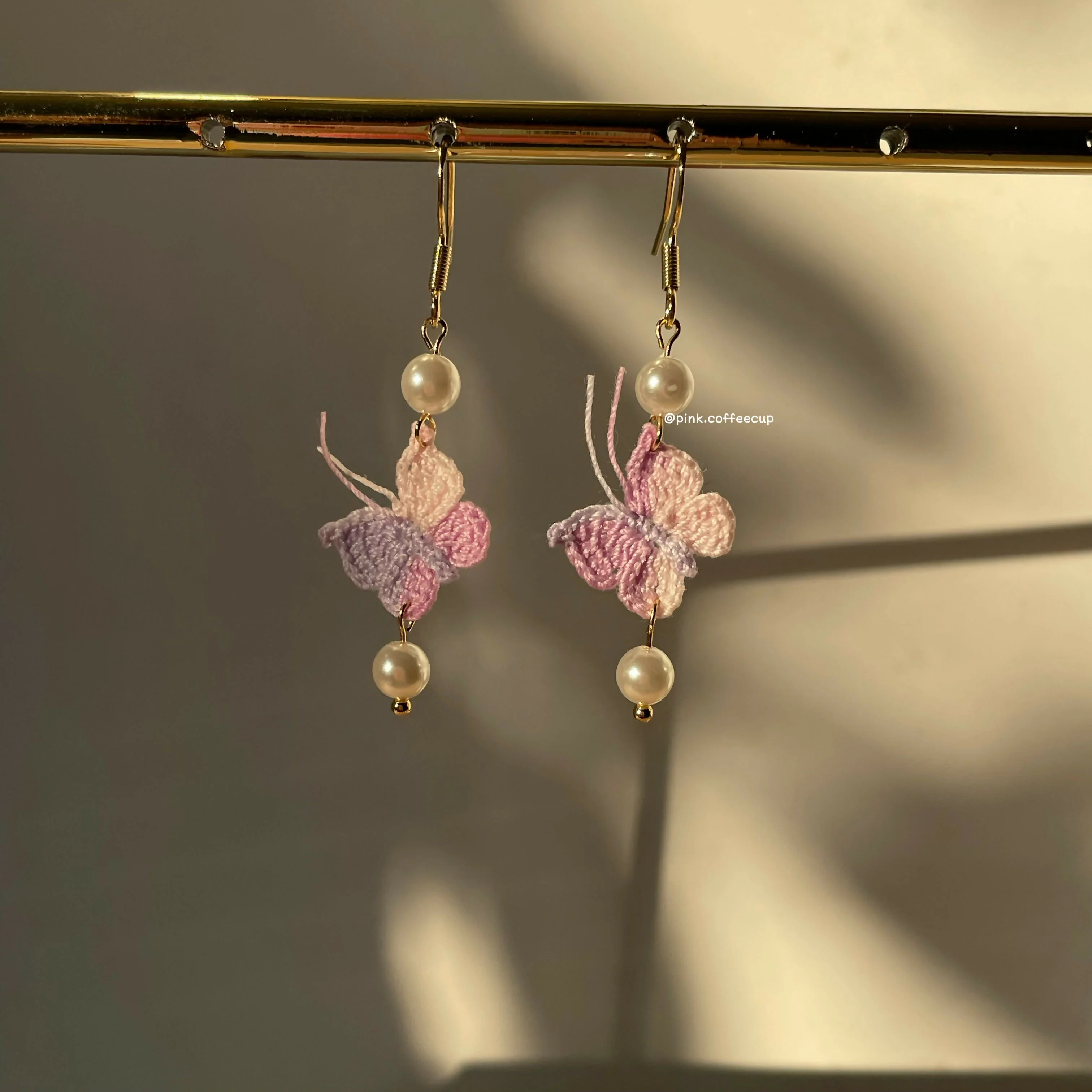 Micro Crochet Butterfly Drop and Dangle Earrings