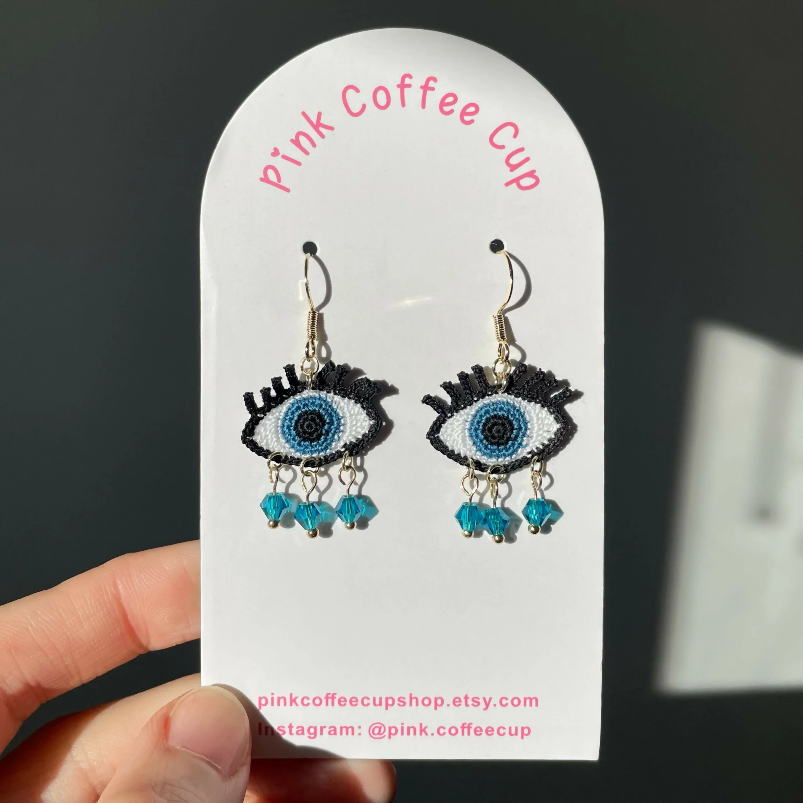 Micro Crochet Evil Eye Drop and Dangle Earrings