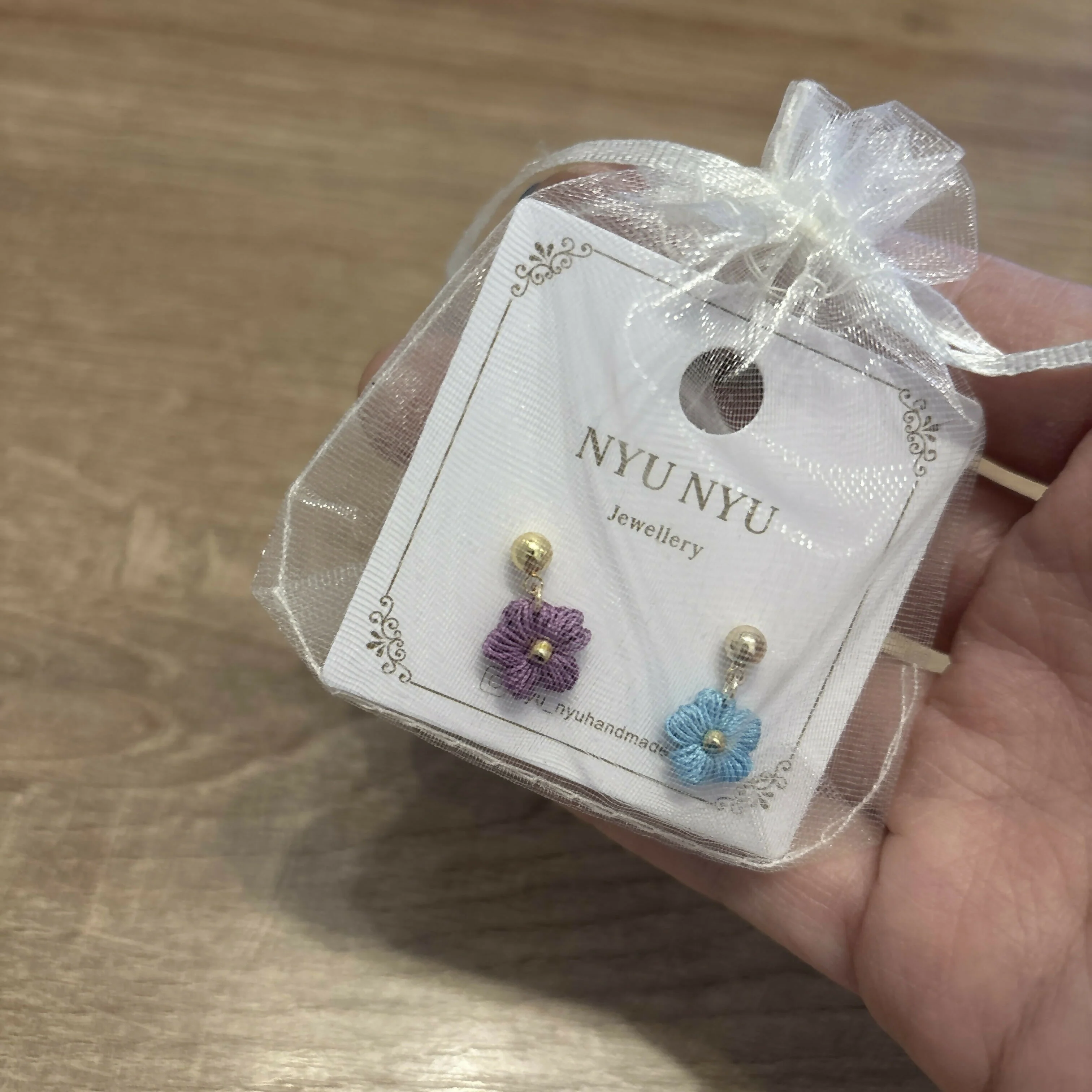 Micro Crochet Flower Stud Earrings - Image 2