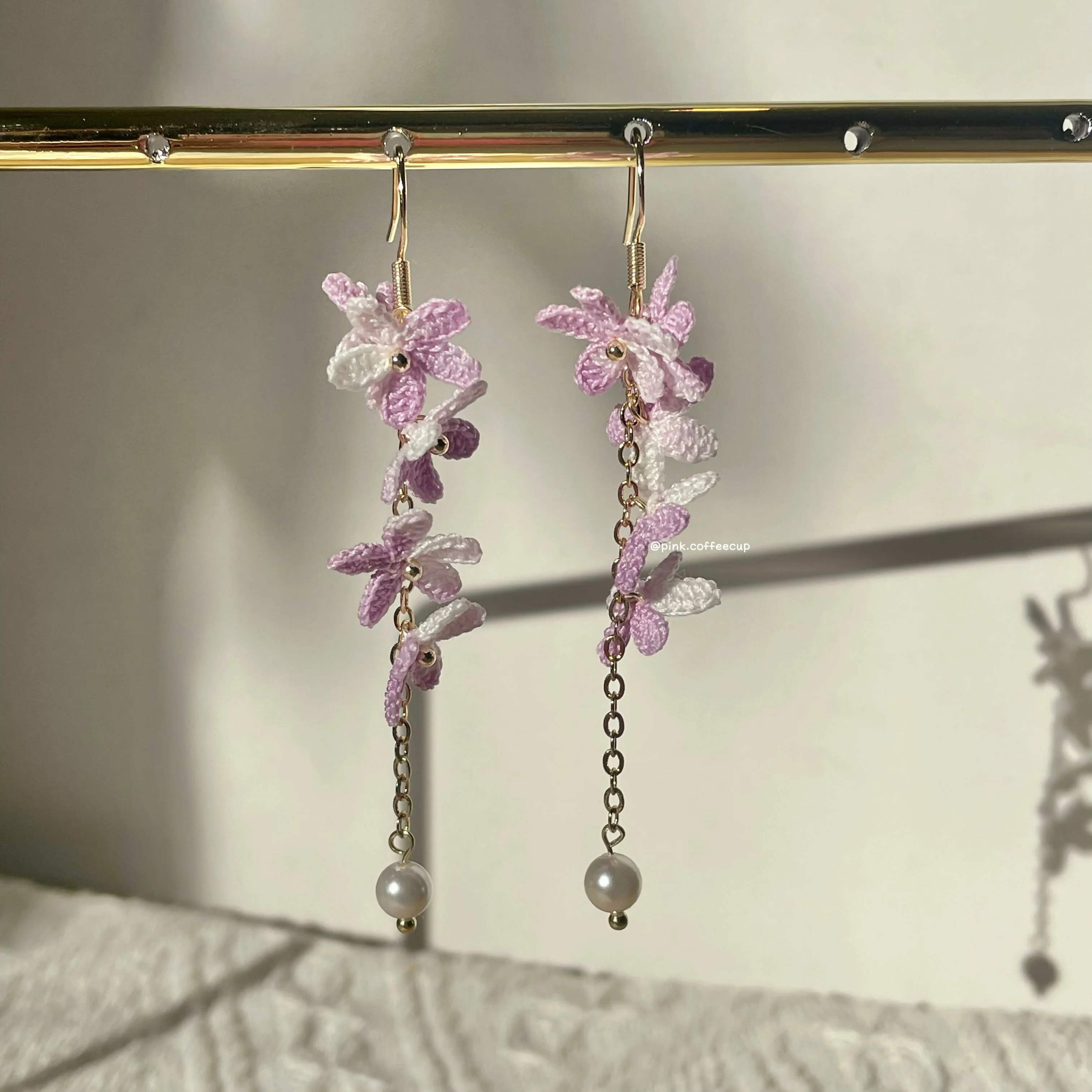 Micro Crochet Flowers Drop and Dangle Earrings - Image 2