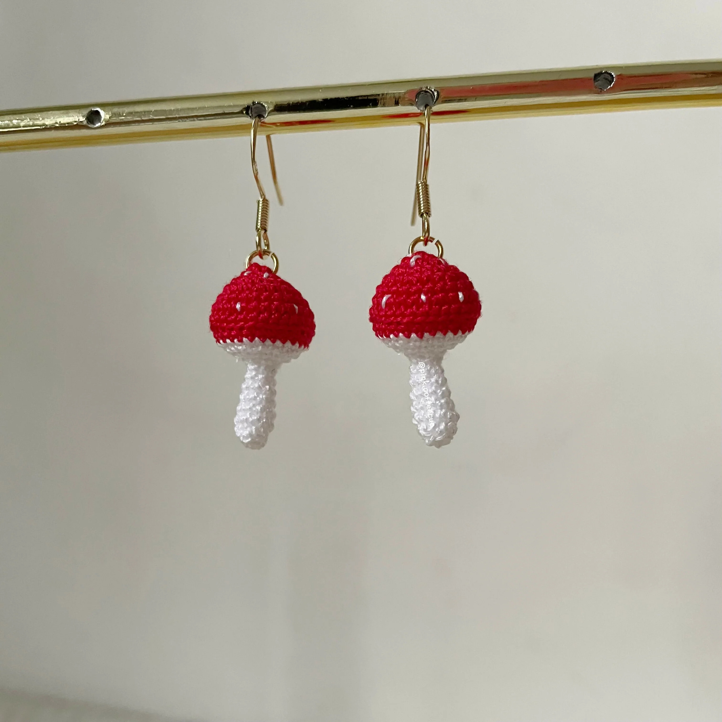 Micro Crochet Mushroom Drop and Dangle Earrings