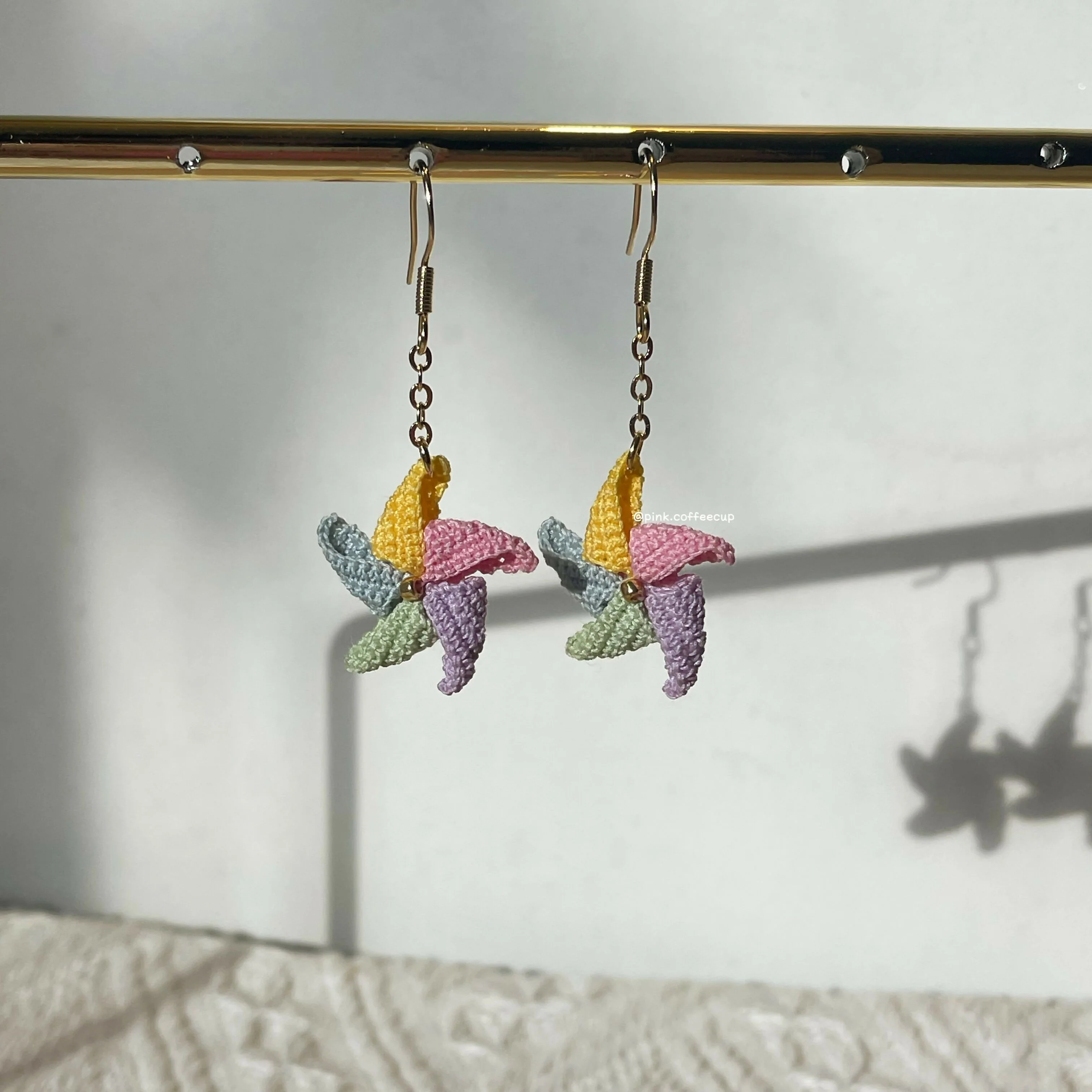 Micro Crochet Pinwheel Drop and Dangle Earrings - Image 2