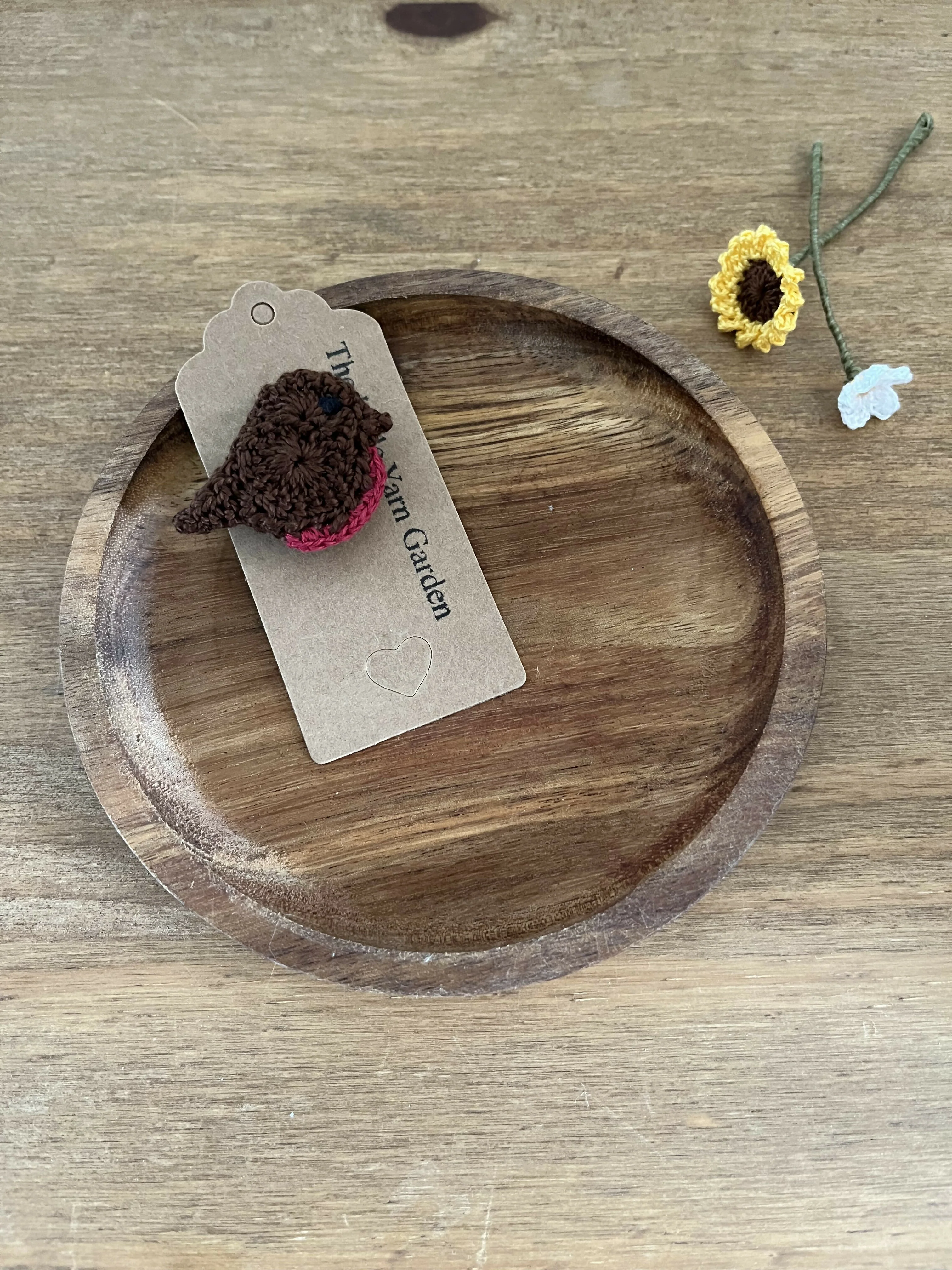 Micro Crochet Robin Brooch