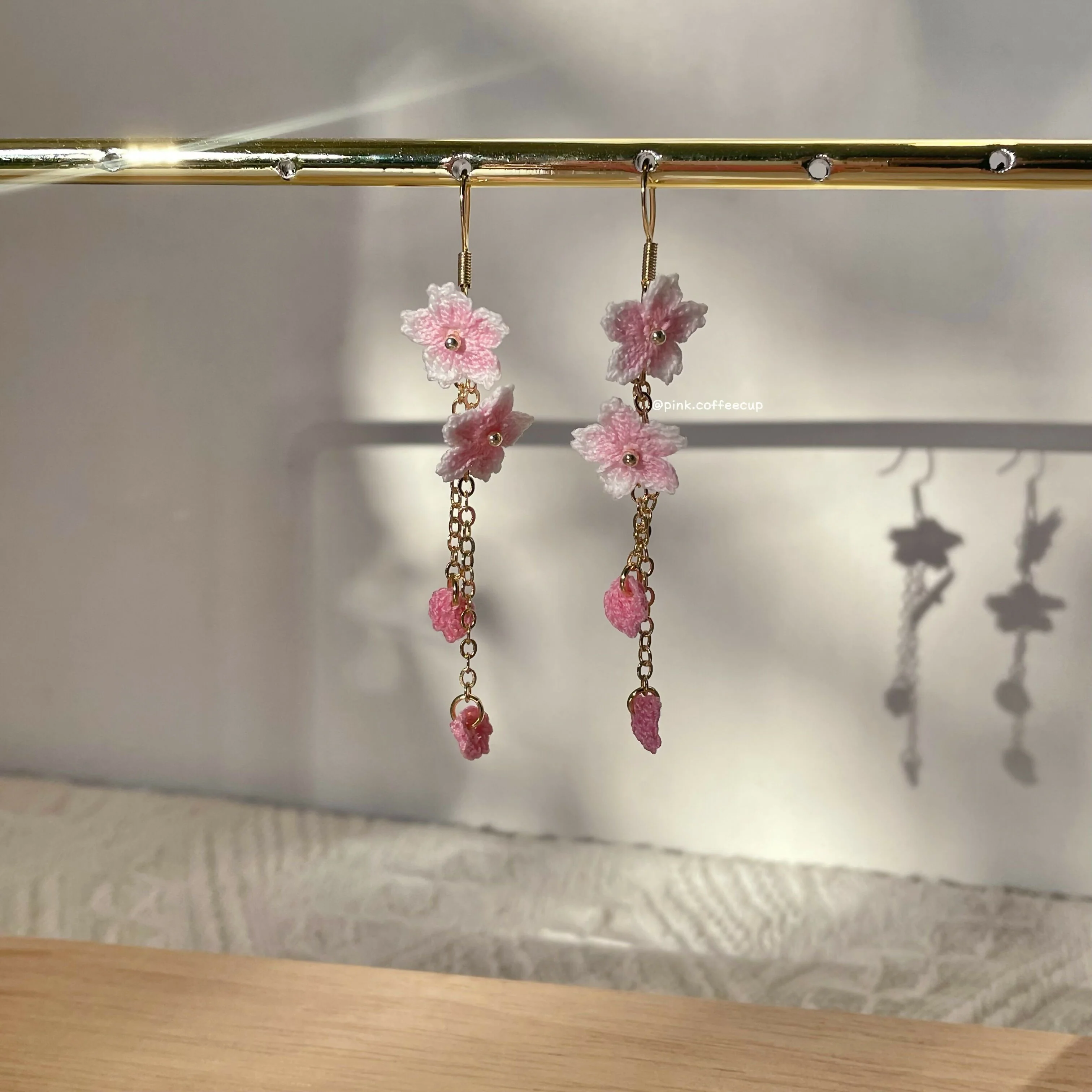 Micro Crochet Sakura Cherry Blossom Drop and Dangle Earrings