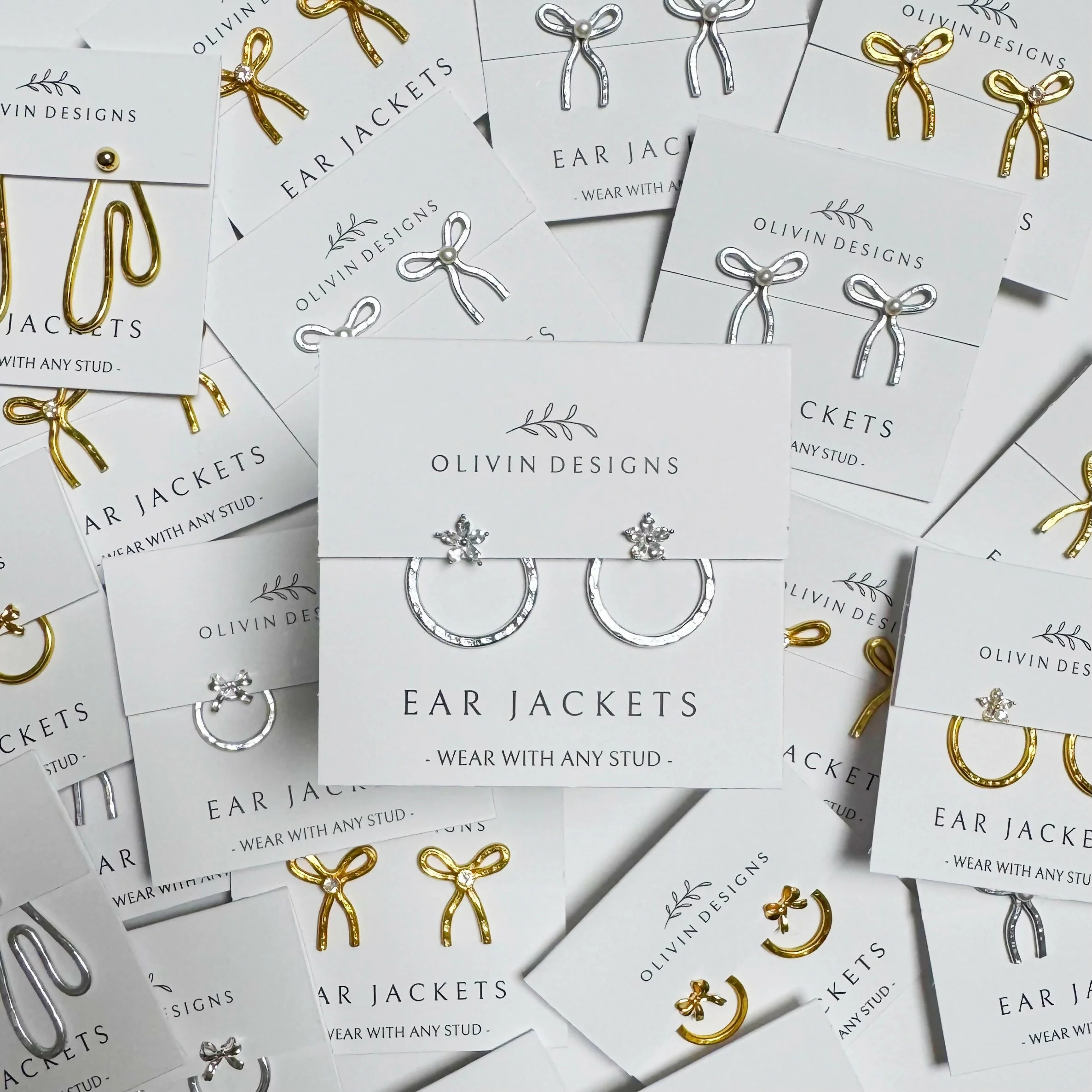 Midi Circle Ear Jackets: Sterling Silver or 18K Gold Plated Studs - Image 2