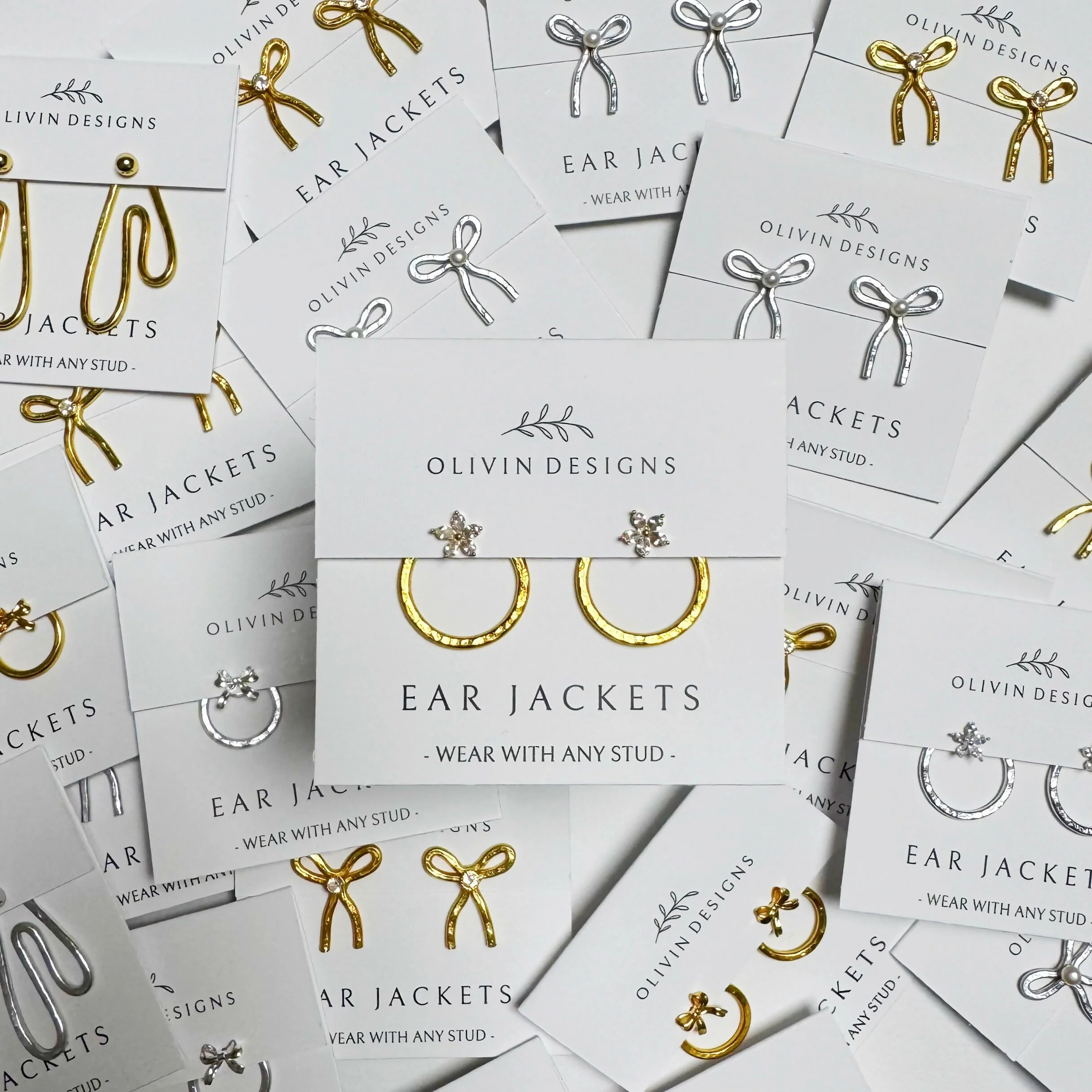 Midi Circle Ear Jackets: Sterling Silver or 18K Gold Plated Studs - Image 4