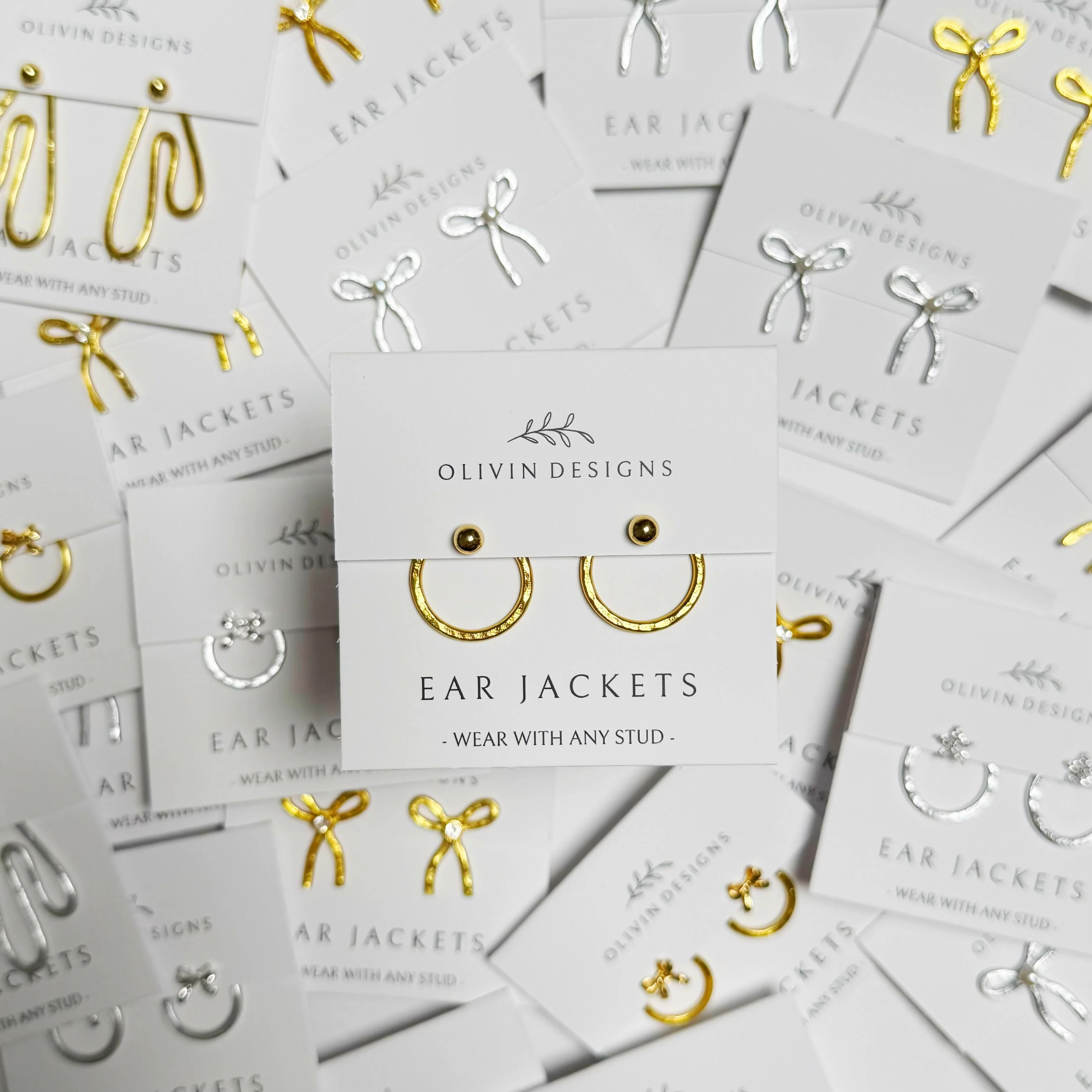 Midi Circle Ear Jackets: Sterling Silver or 18K Gold Plated Studs - Image 5