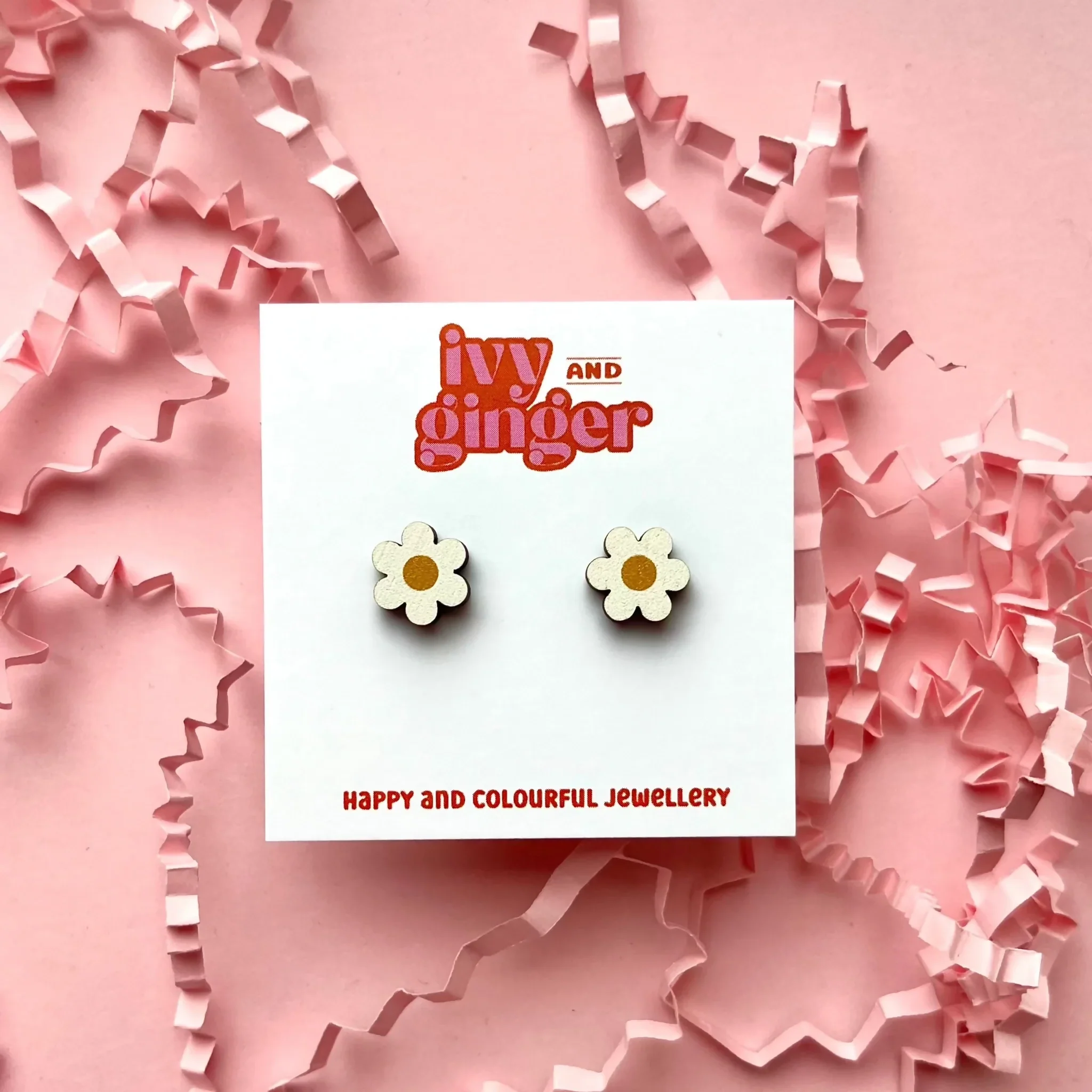 Midi Daisy Stud Earrings White - Image 2