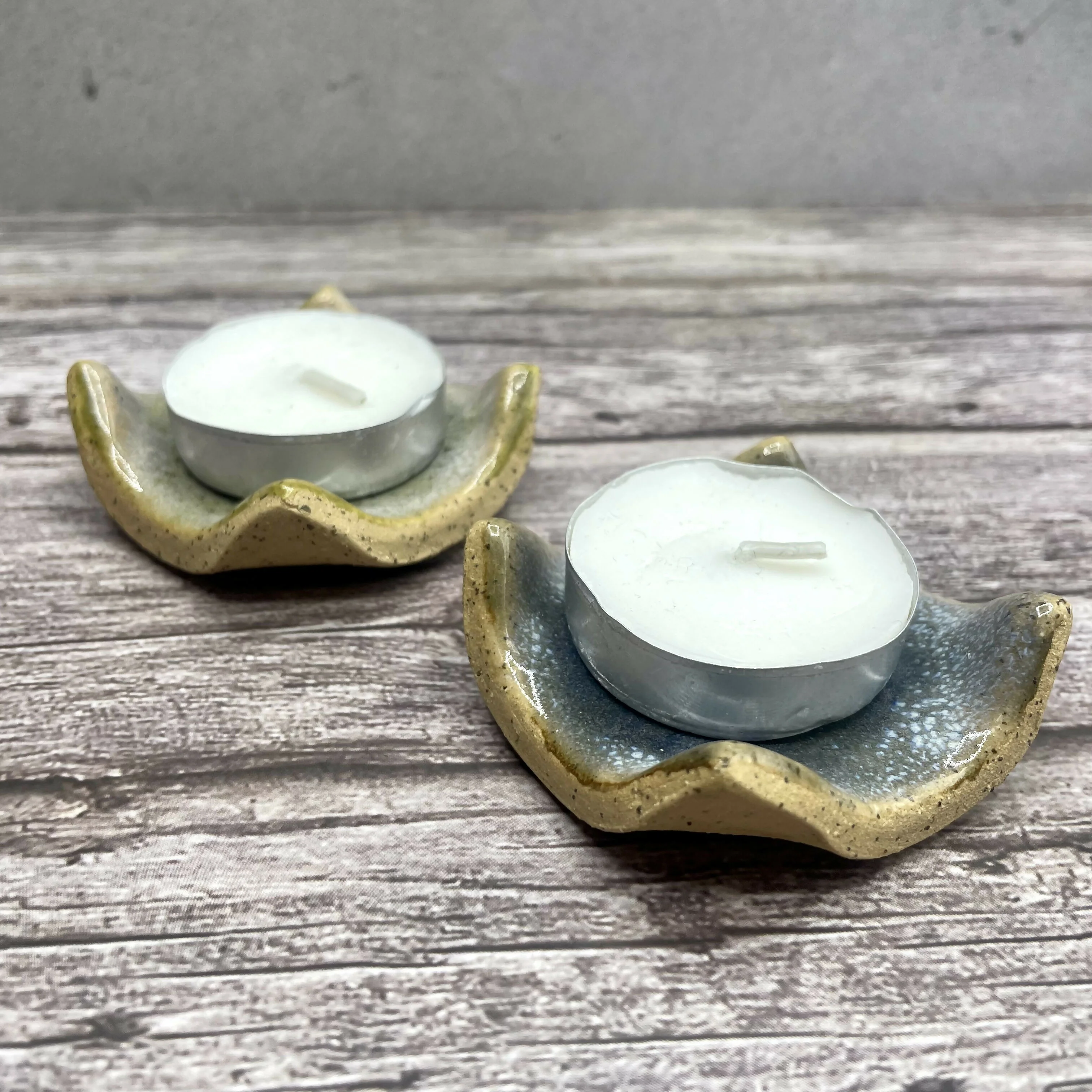 Mini Ceramic Tealight Holders – Hand-built Glazed Candle Dishes - Image 3