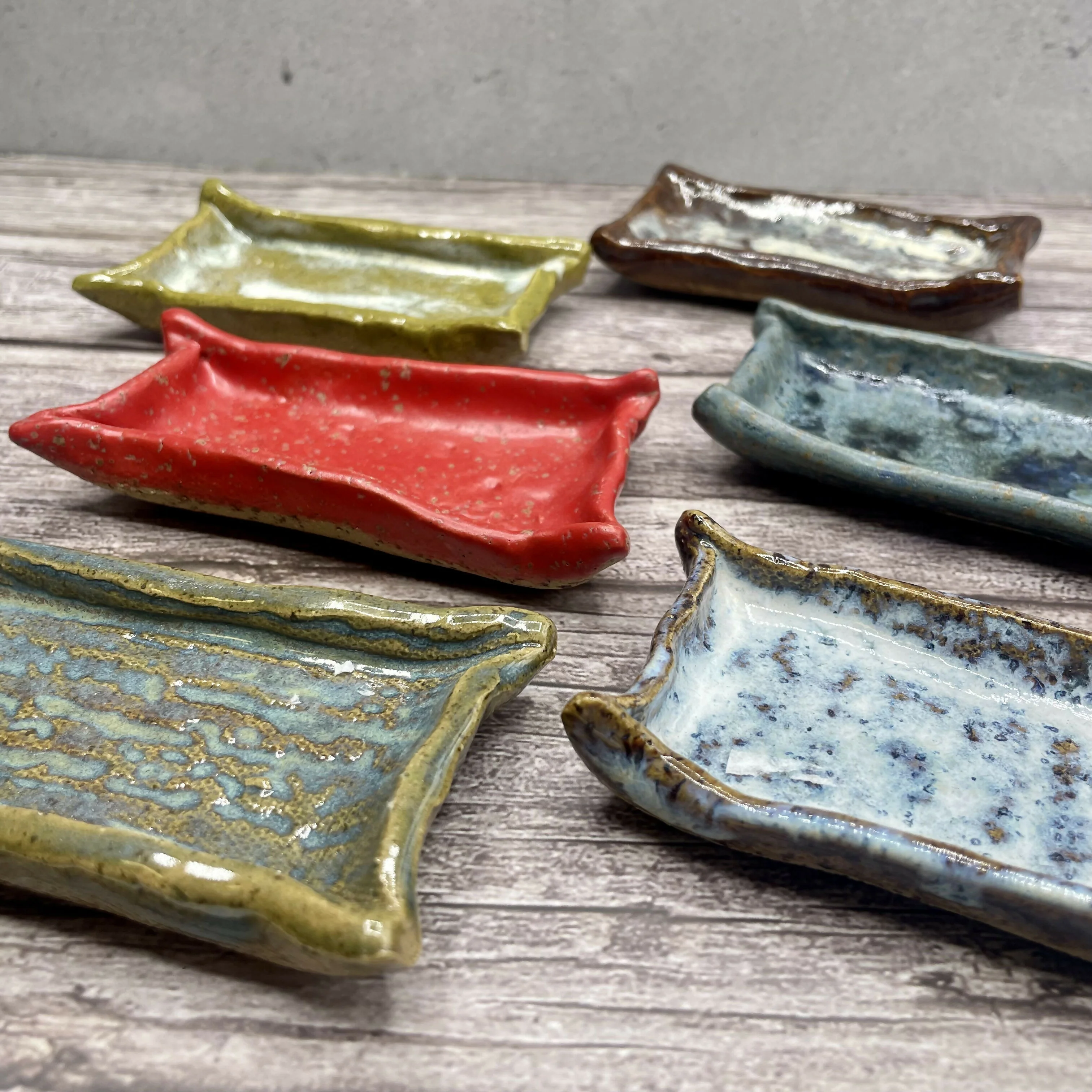 Mini Ceramic Tray – Hand-built Rectangular Dish in Assorted Glazes