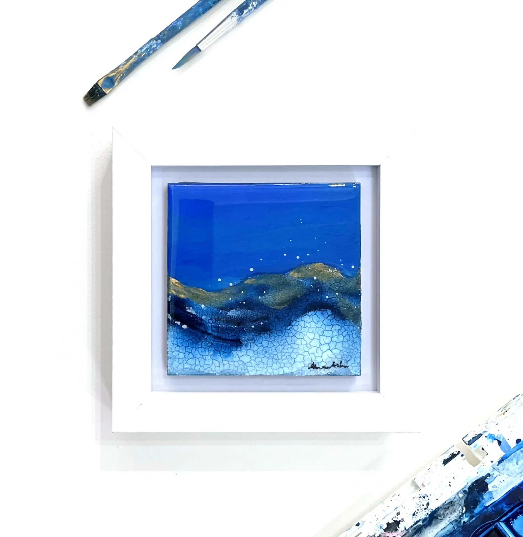 Mini Crackle Glazed Original Artwork Framed