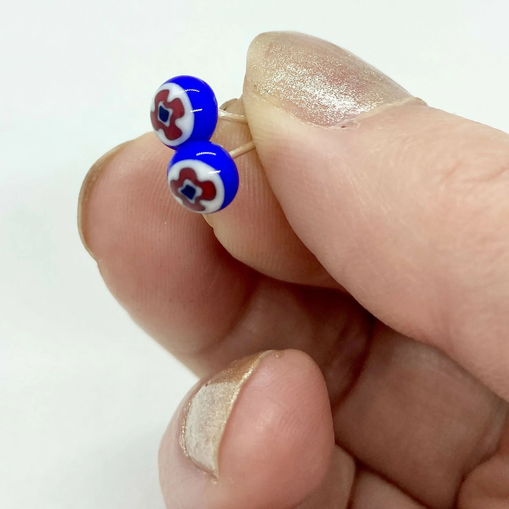 Mini flower Stud Earrings made from Fused Glass and Sterling Silver - Image 2