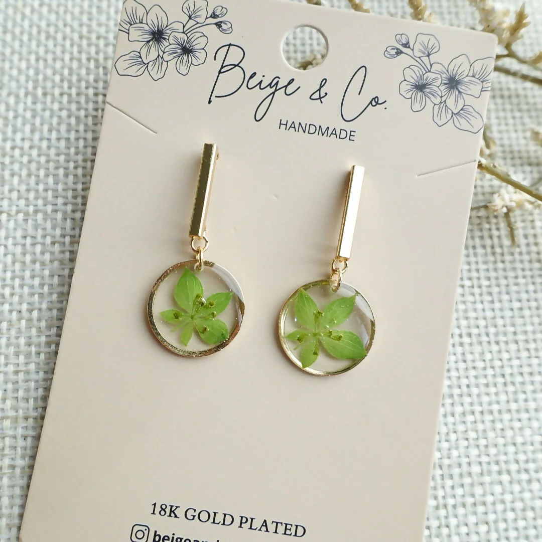 Real Leaf Mini Circle Earrings - Image 2