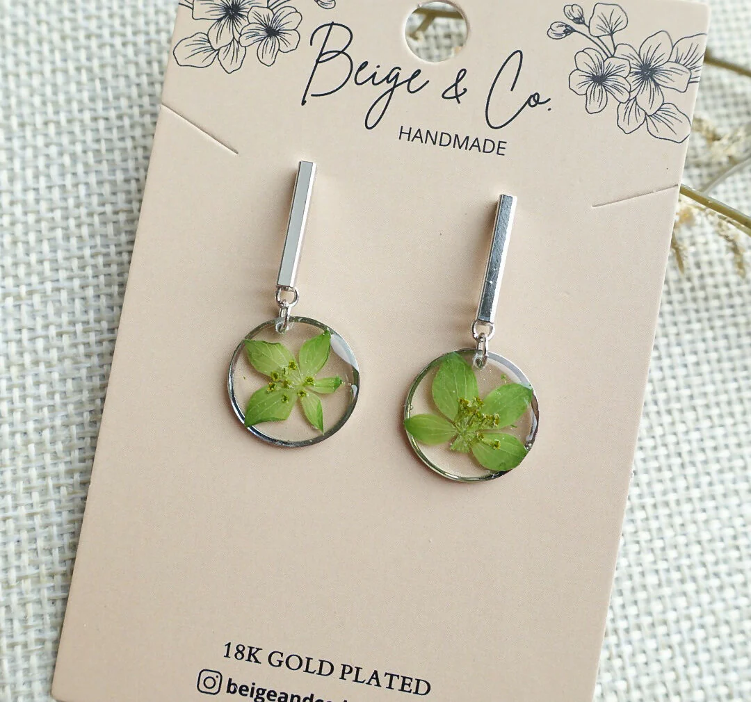 Real Leaf Mini Circle Earrings - Image 3