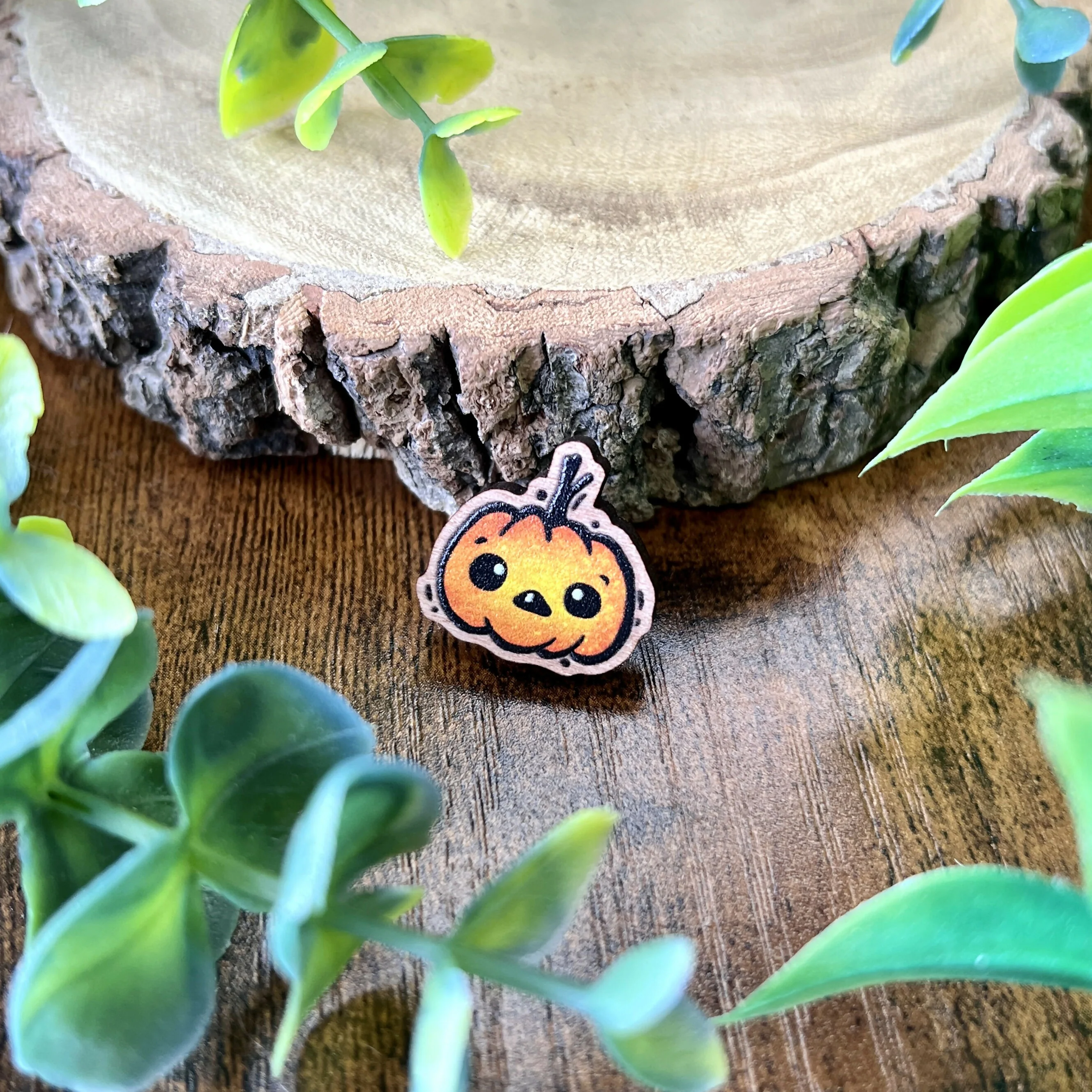 Mini Pumpkin Wooden Pin - Image 2