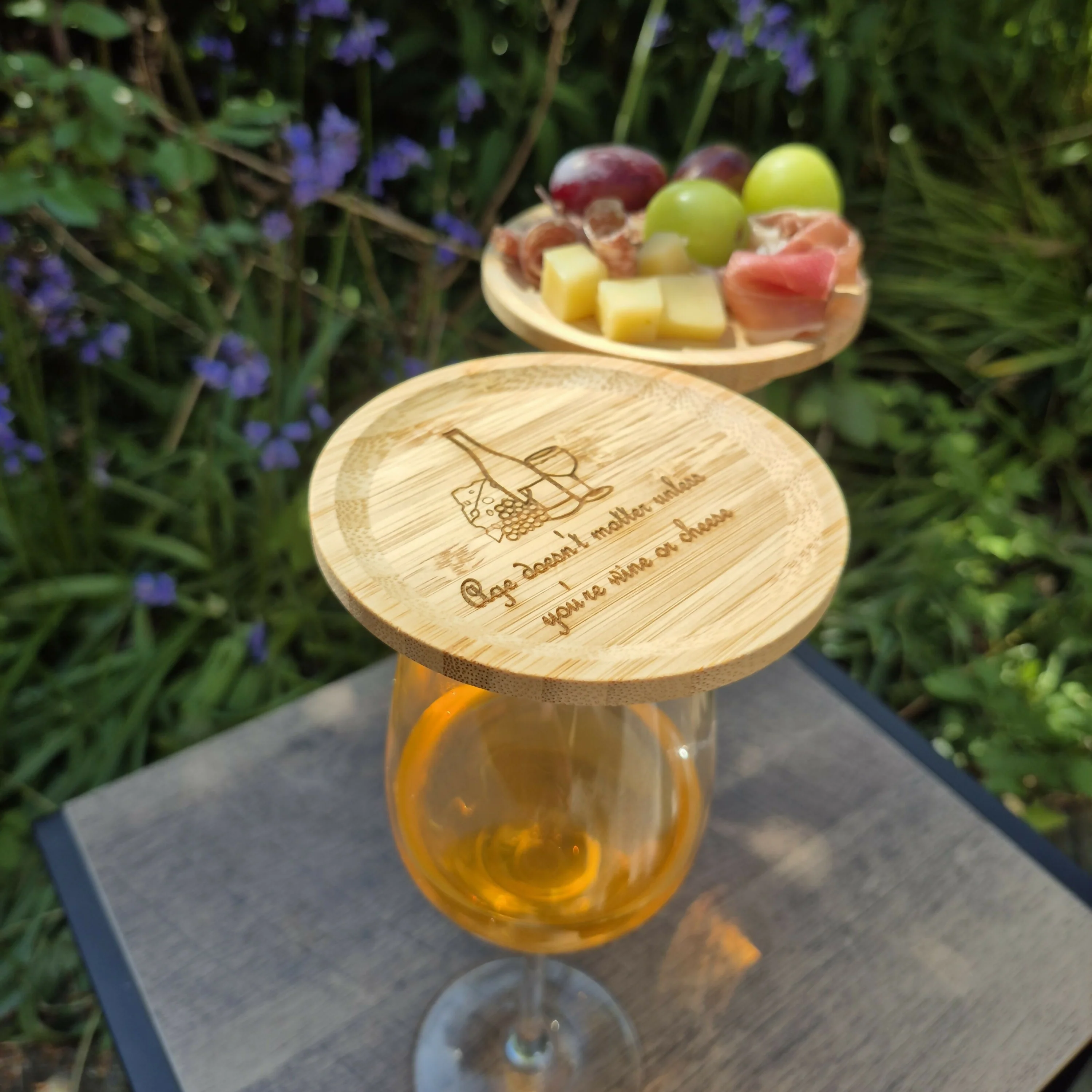 Mini Wine Glass Charcuterie Board – Portable Snack Topper - Age & Wine