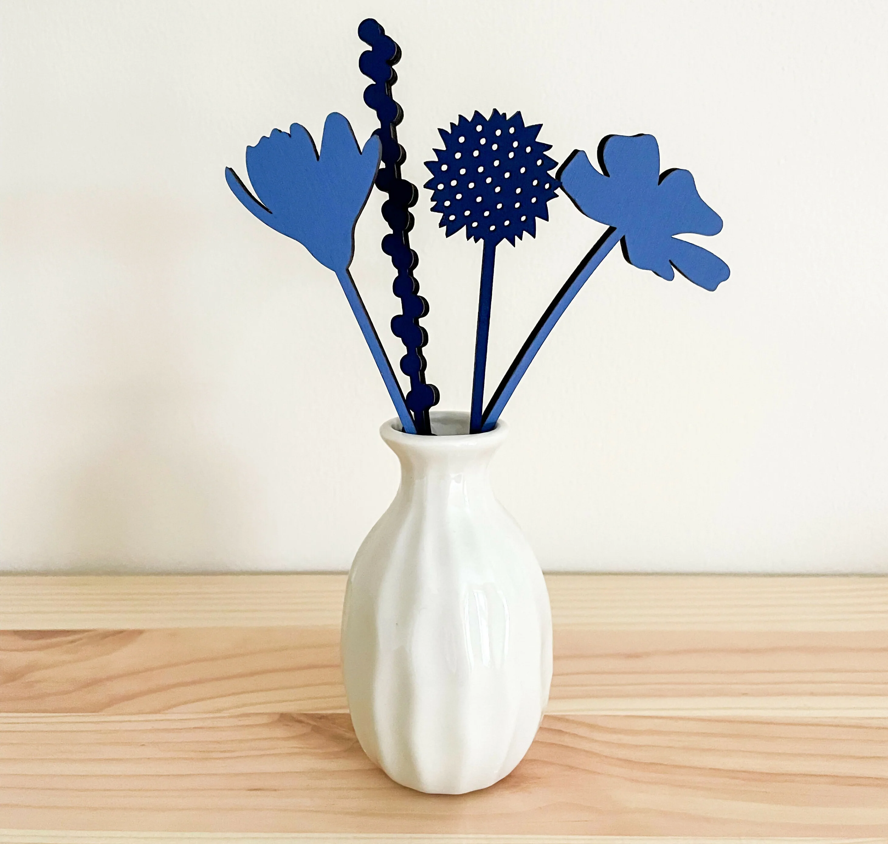 Mini Wooden Wildflowers Set - Blue - Image 2