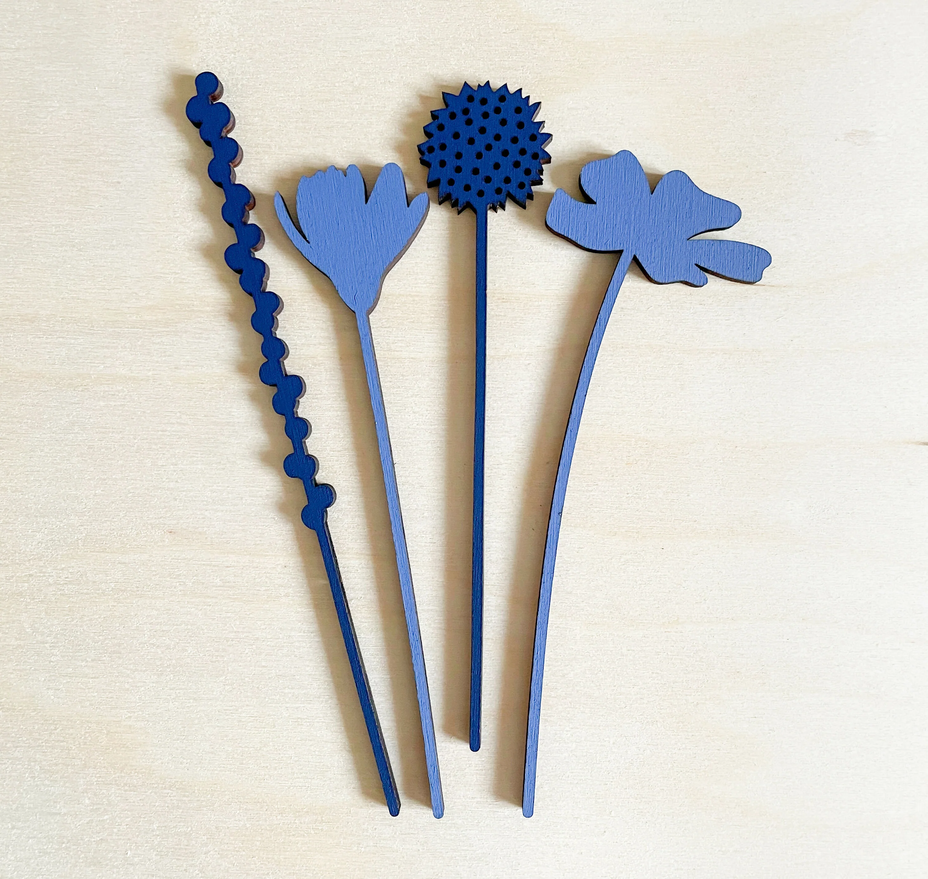 Mini Wooden Wildflowers Set - Blue - Image 3