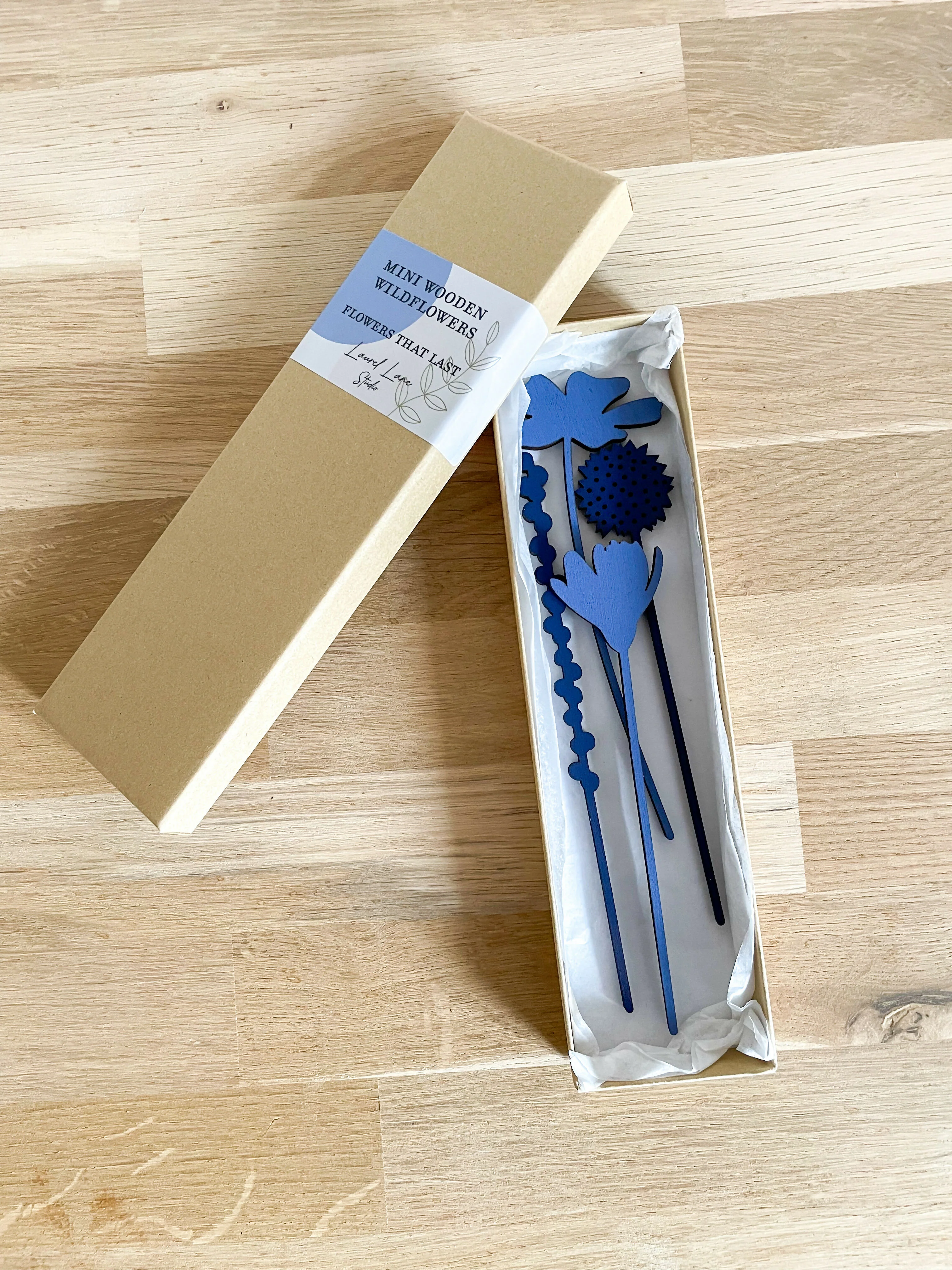 Mini Wooden Wildflowers Set - Blue - Image 5