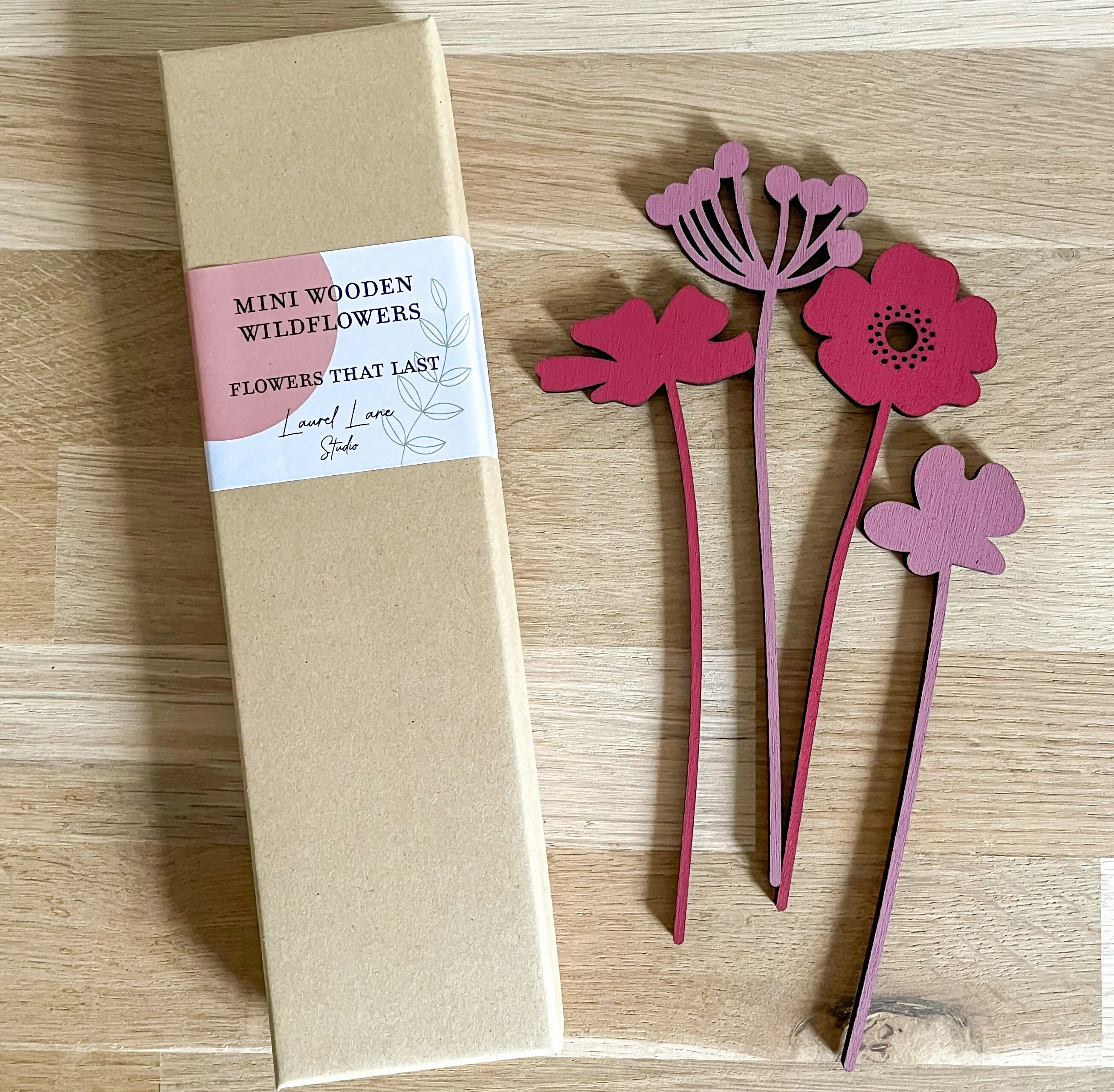 Mini Wooden Wildflowers set - Red