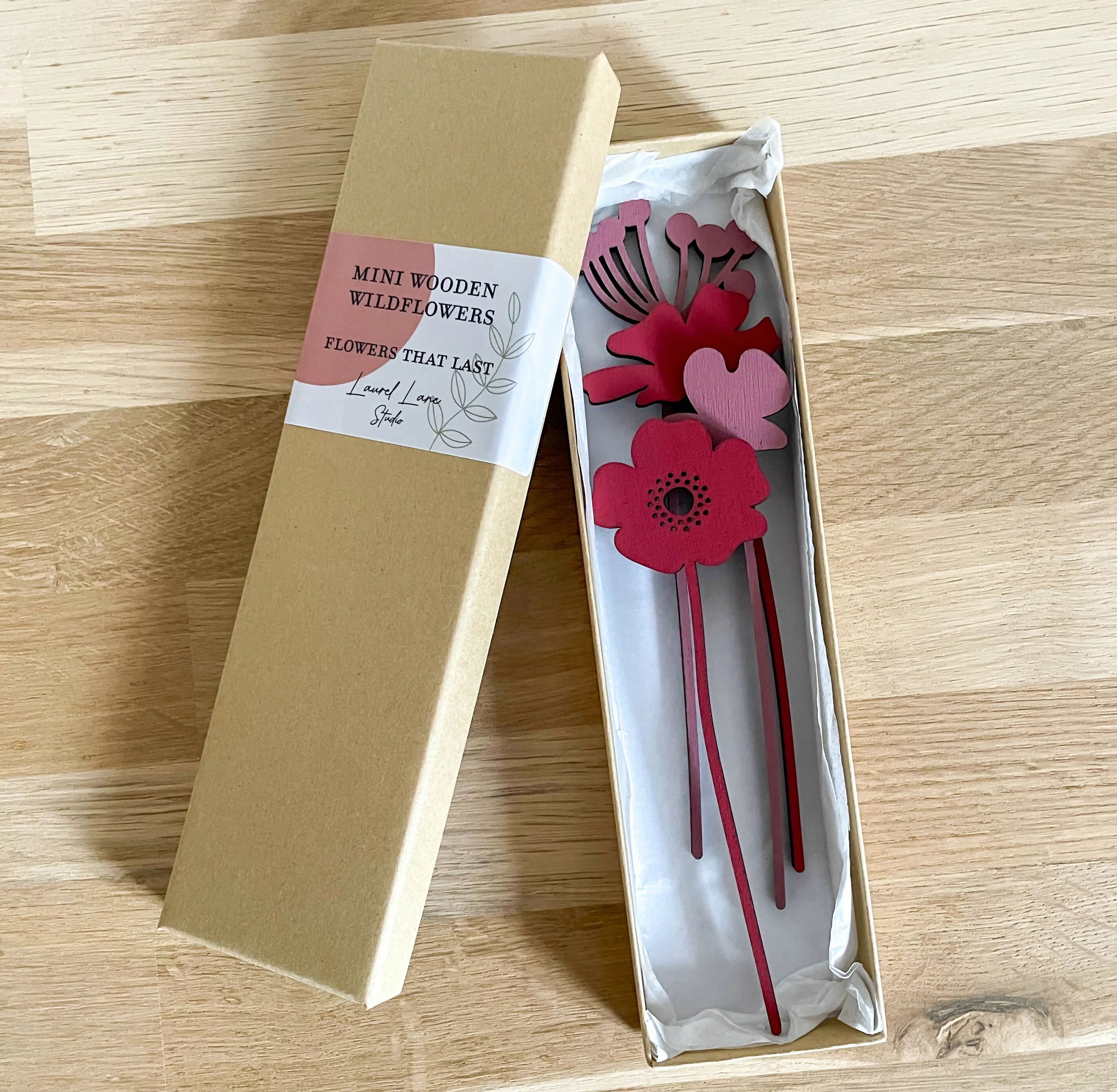 Mini Wooden Wildflowers set - Red - Image 3