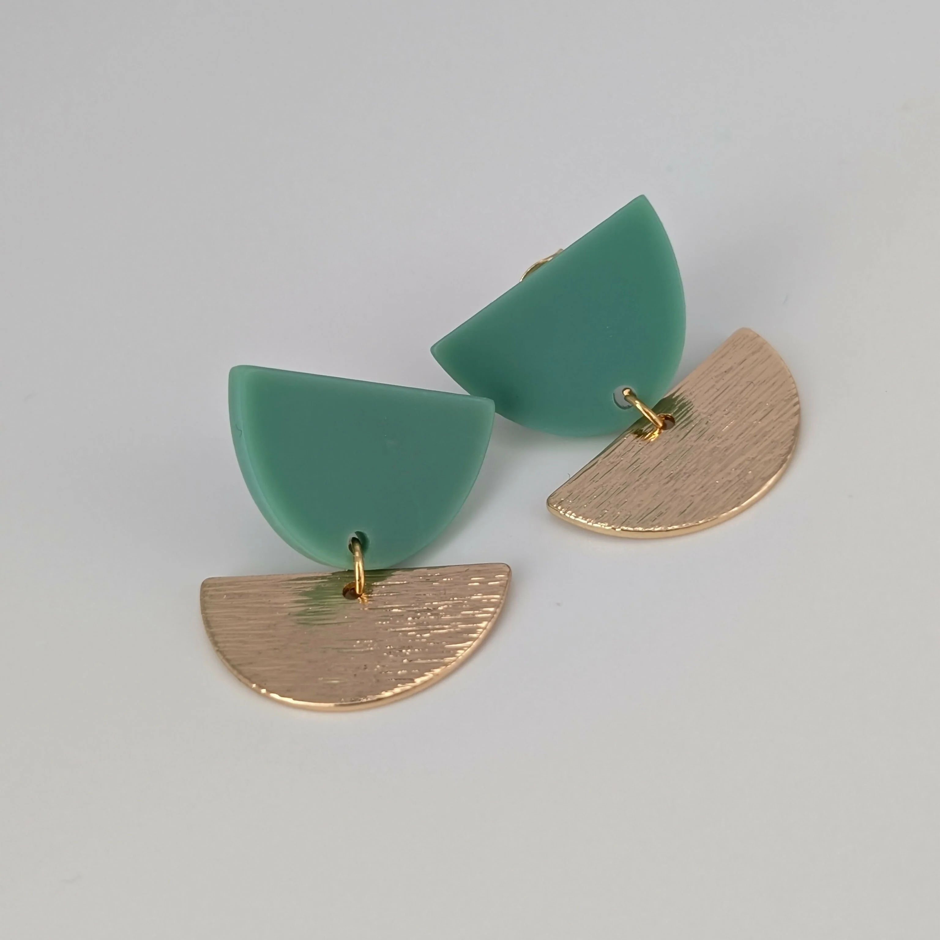 Mint Green Tulip Geometric Earrings in Gold or Silver - Image 5