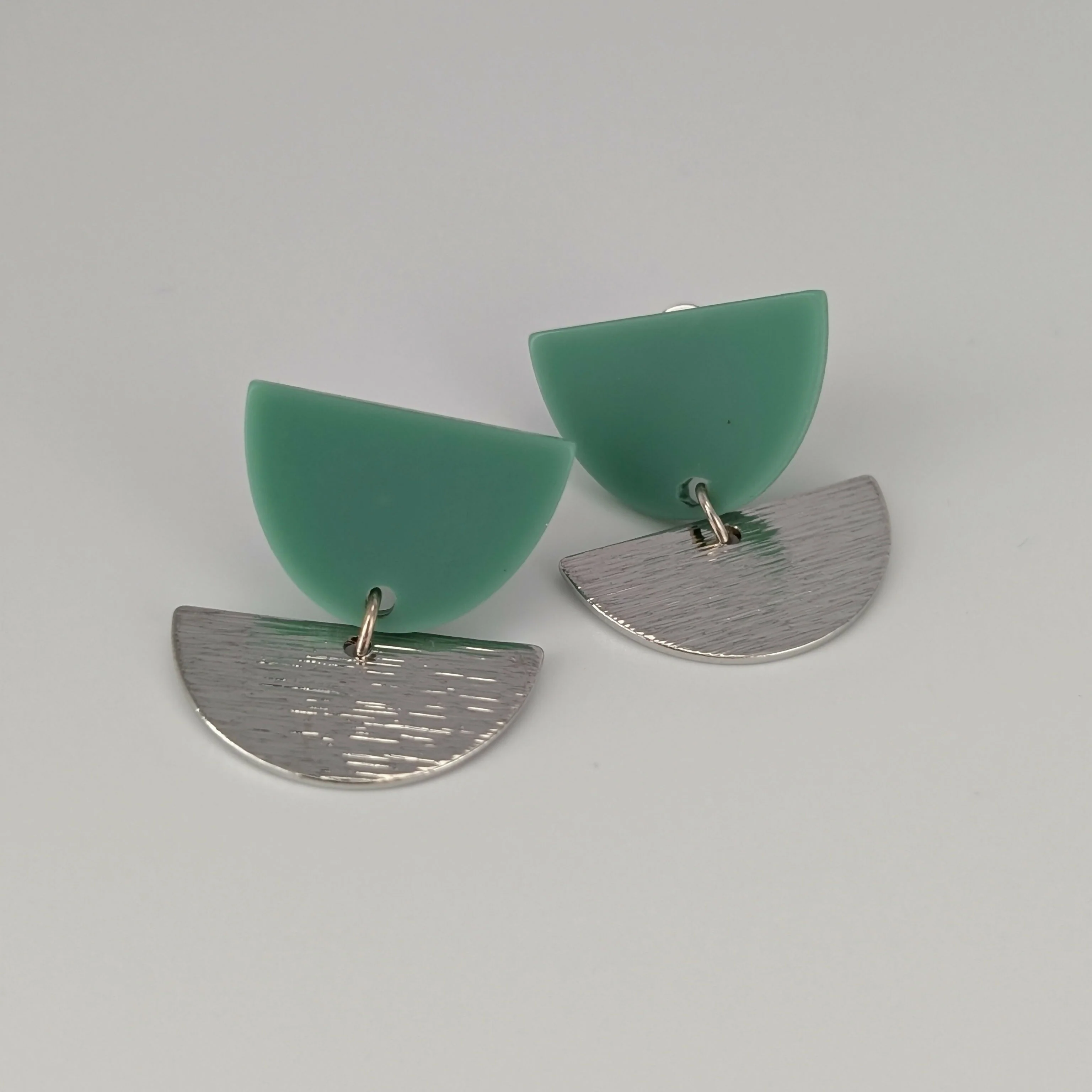Mint Green Tulip Geometric Earrings in Gold or Silver - Image 7