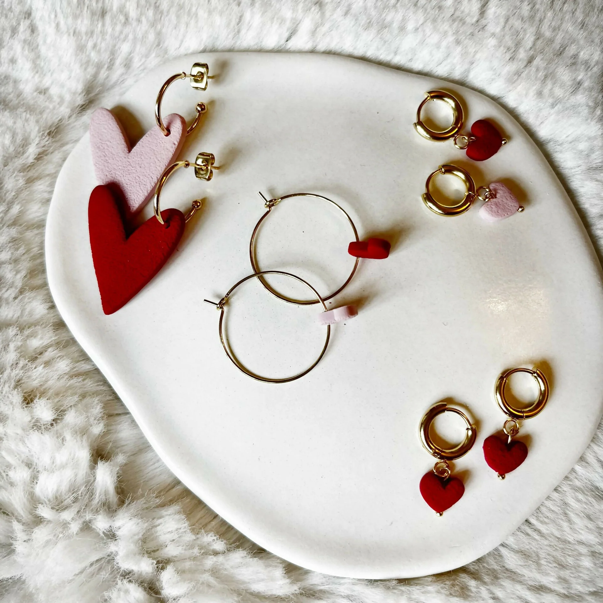 Mismatch Heart Earrings Clay
