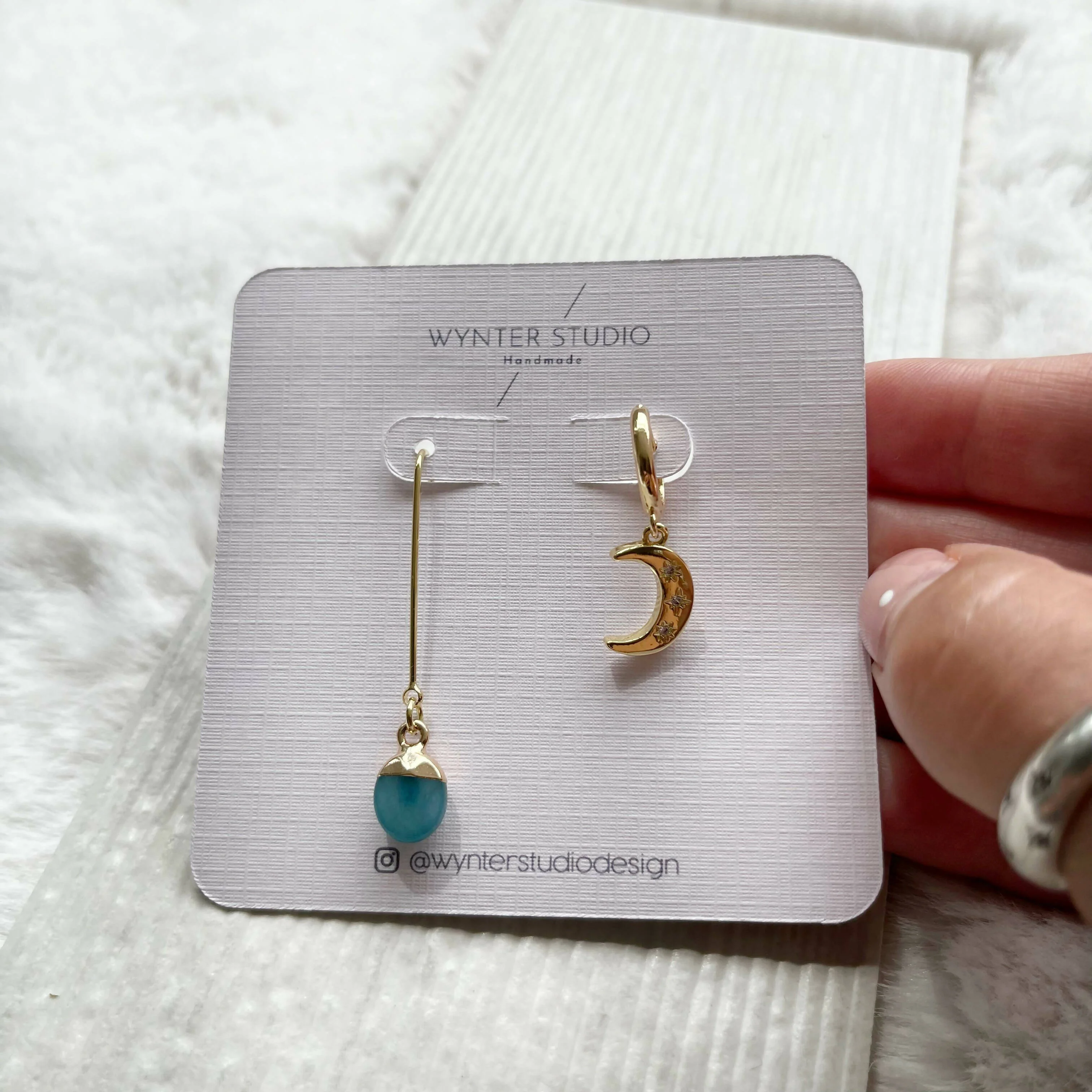Mismatch Luna Moon and Jade Earrings - Image 2