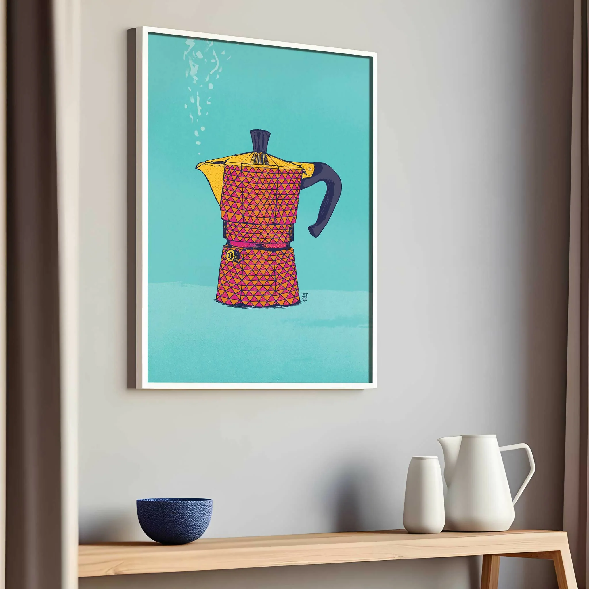 Moka Pot Art Print – Retro Kitchen Wall Art - Image 3