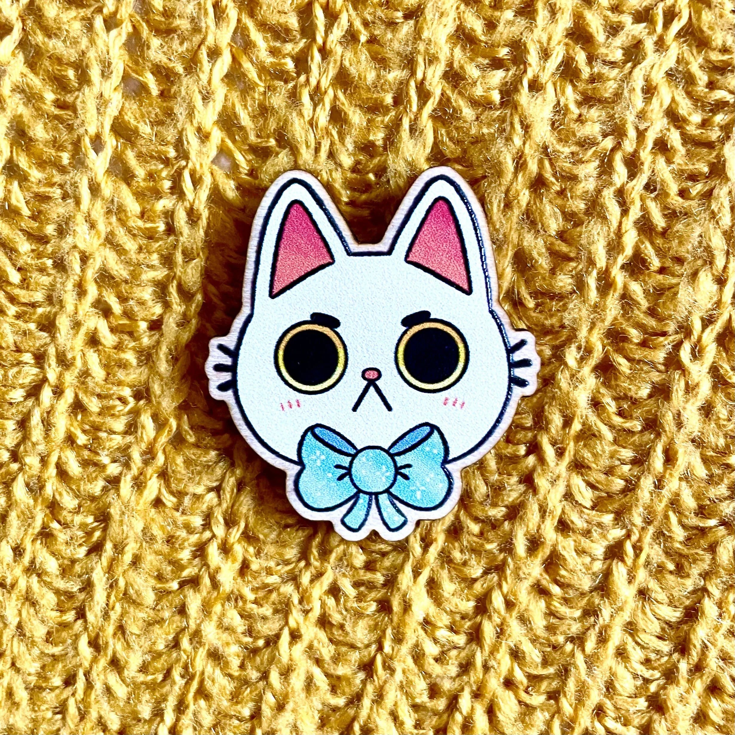 Moody Cat Wooden Pin - Image 2