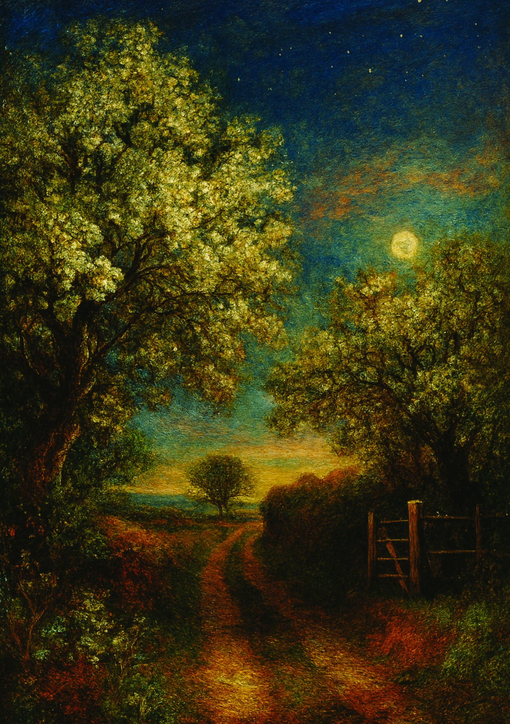 Moon and Blossom Greetings Card