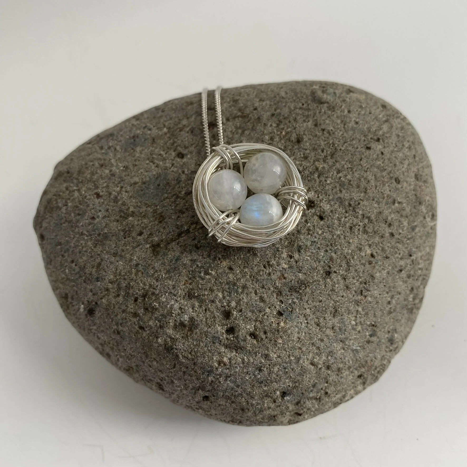 Moonstone Nest Necklace, Sterling Silver - Image 4
